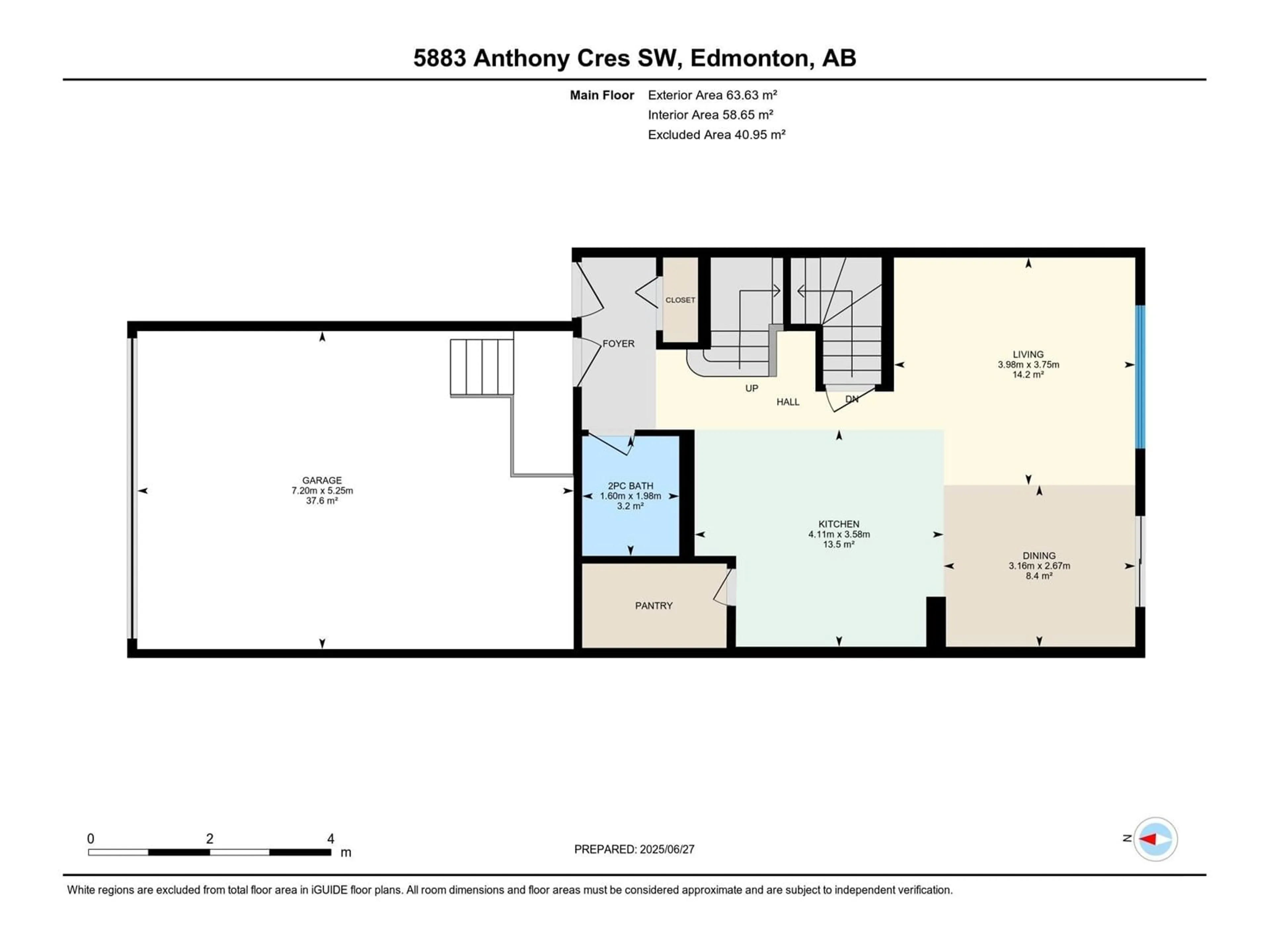 Floor plan for 5883 ANTHONY CR, Edmonton Alberta T6W3H4
