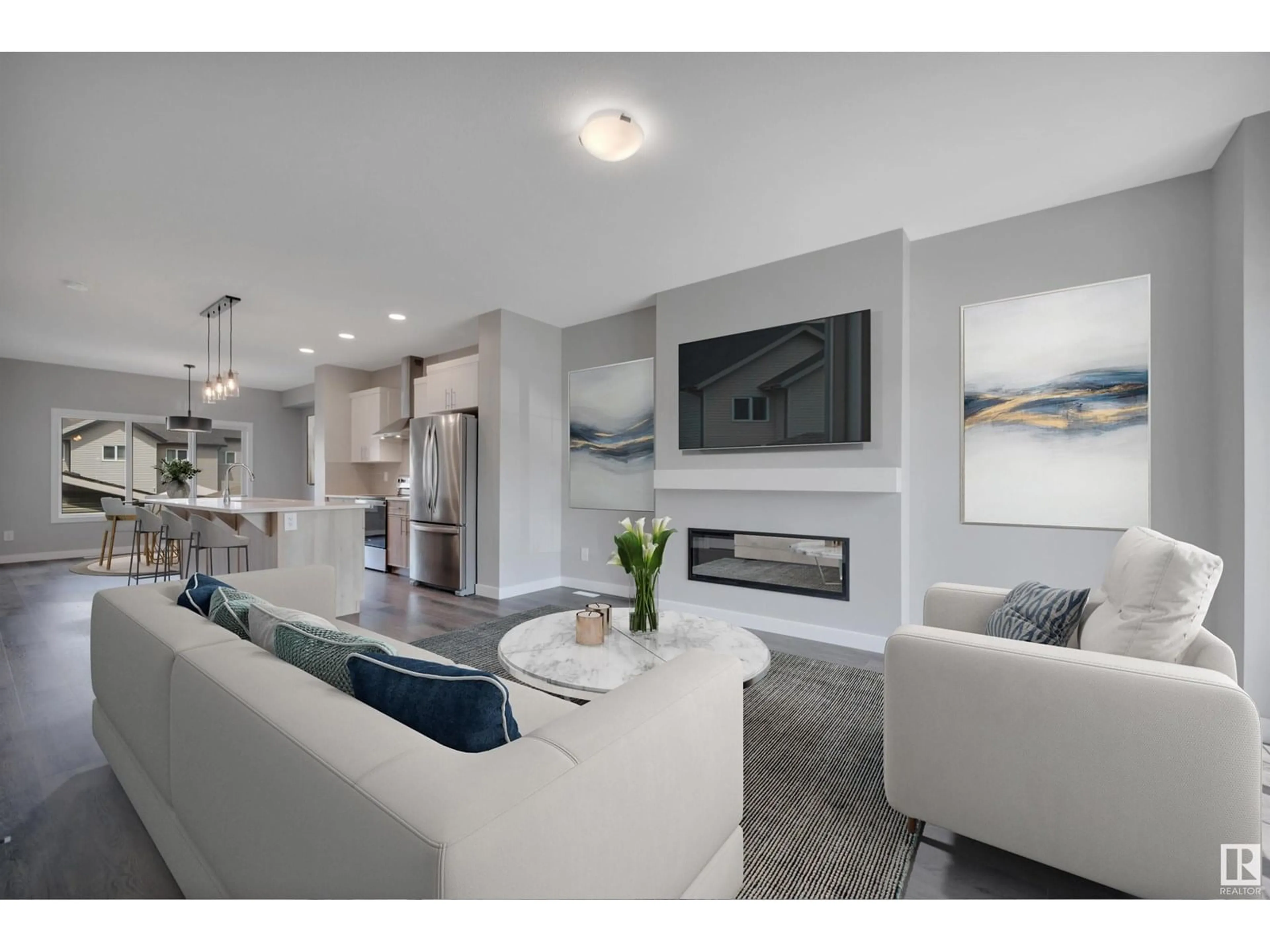 Living room with furniture, unknown for 856 NORTHERN HARRIER LN, Edmonton Alberta T5S0P8