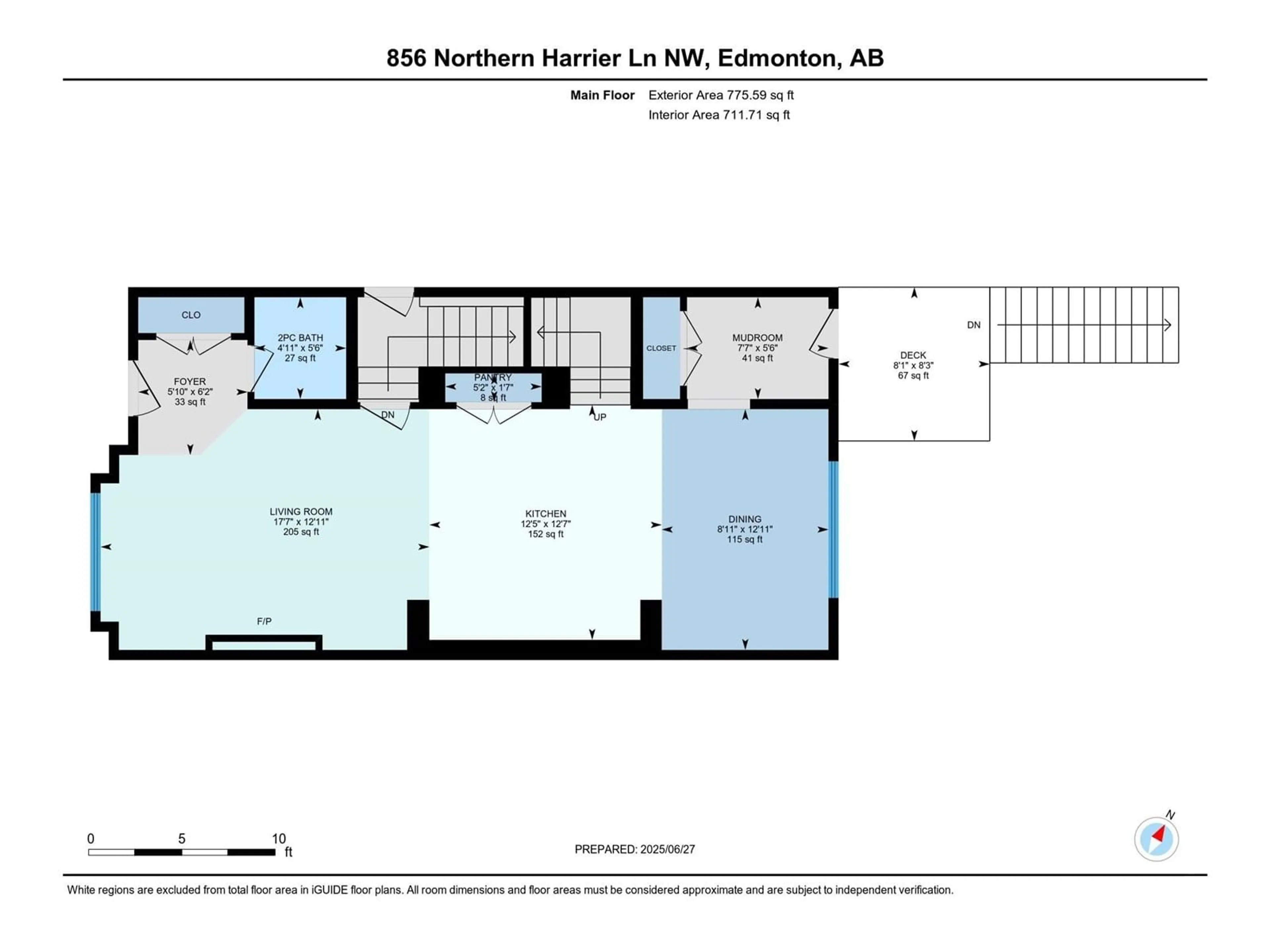 Floor plan for 856 NORTHERN HARRIER LN, Edmonton Alberta T5S0P8