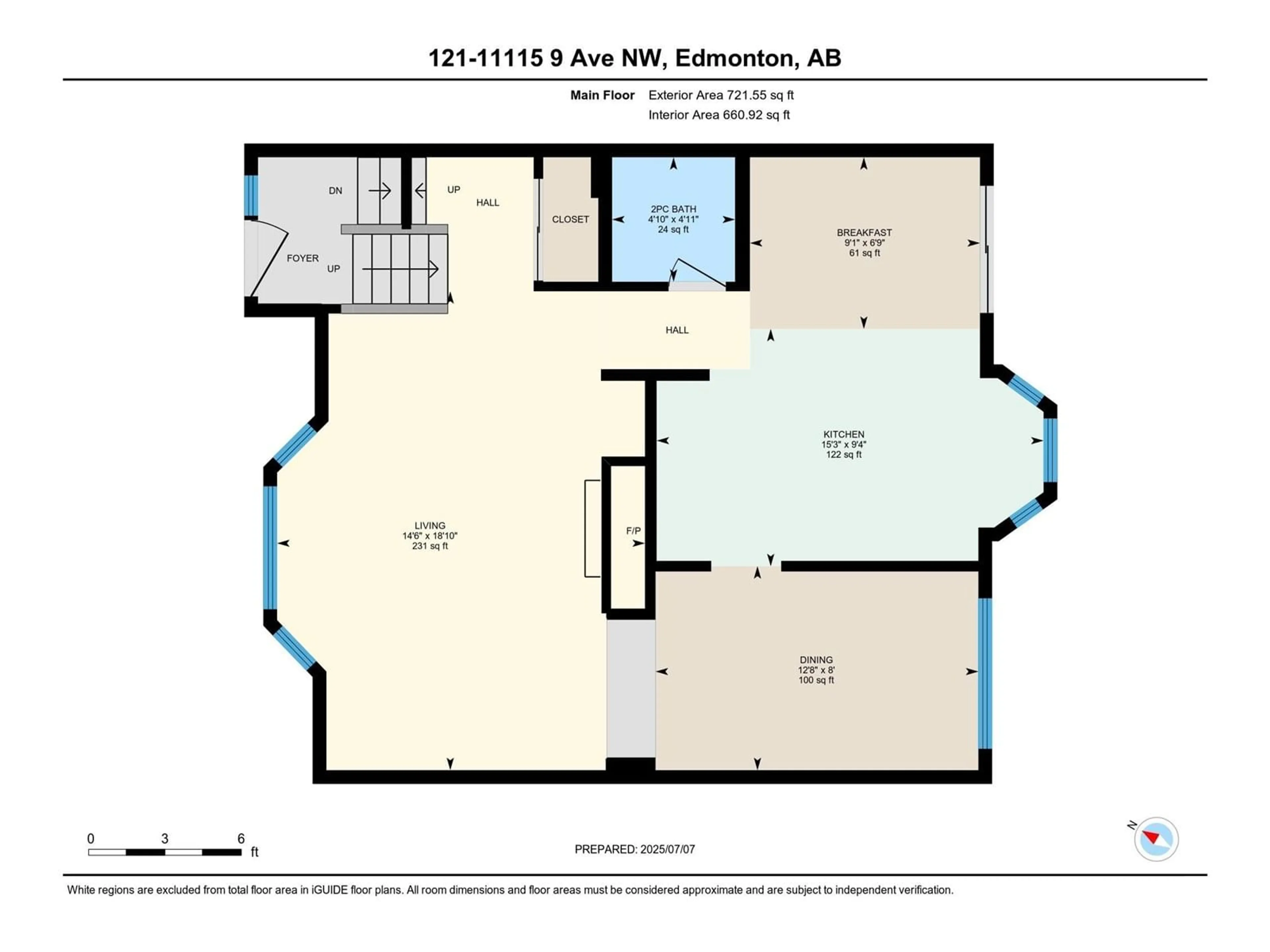 Floor plan for 121 11115 9 AV, Edmonton Alberta T6J6Z1