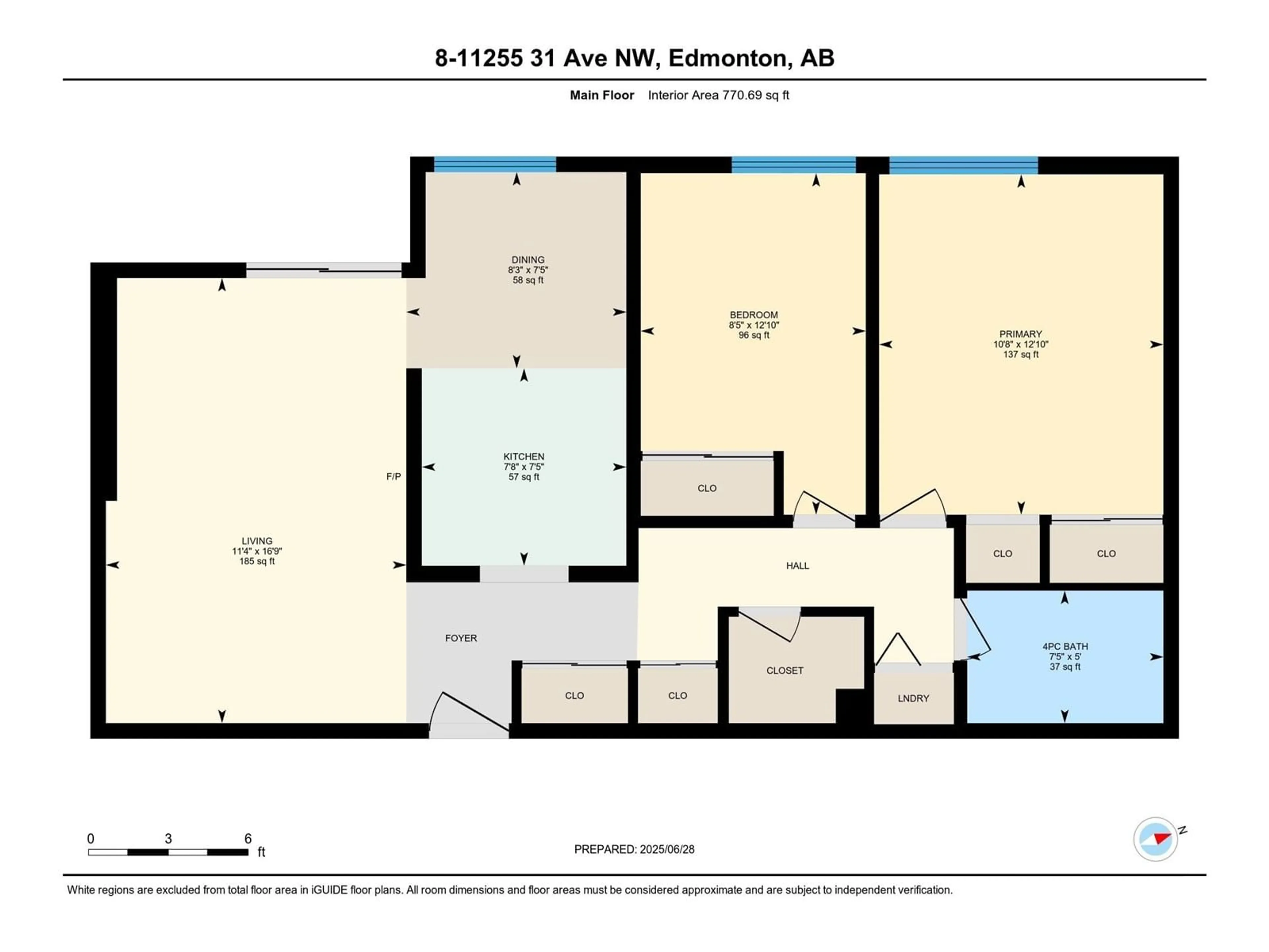 Floor plan for #8 - 11255 31 AV, Edmonton Alberta T6J3V6
