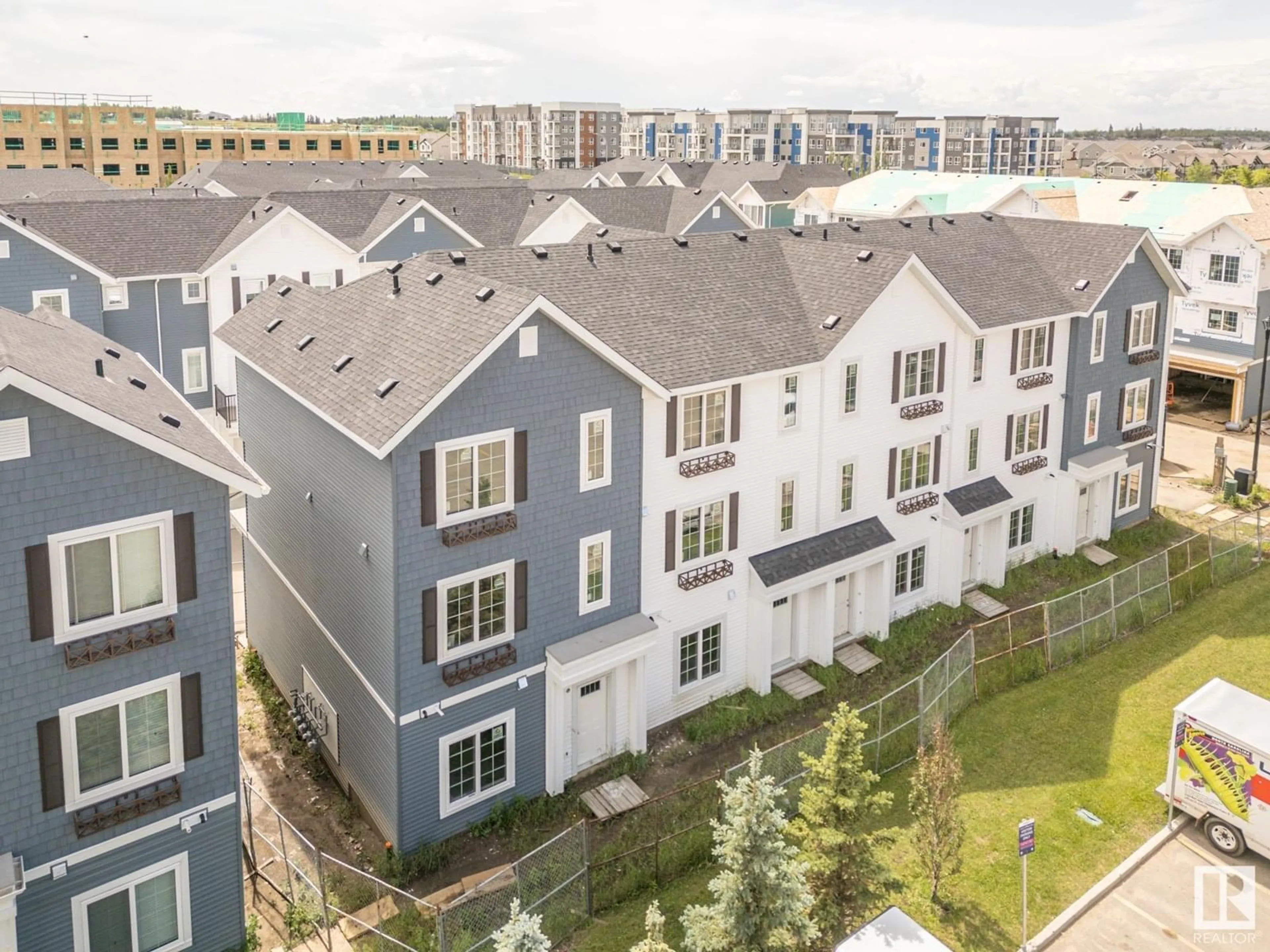 A pic from outside/outdoor area/front of a property/back of a property/a pic from drone, city buildings view from balcony for 735 - 11 ALLARD BV, Edmonton Alberta T6W1A8