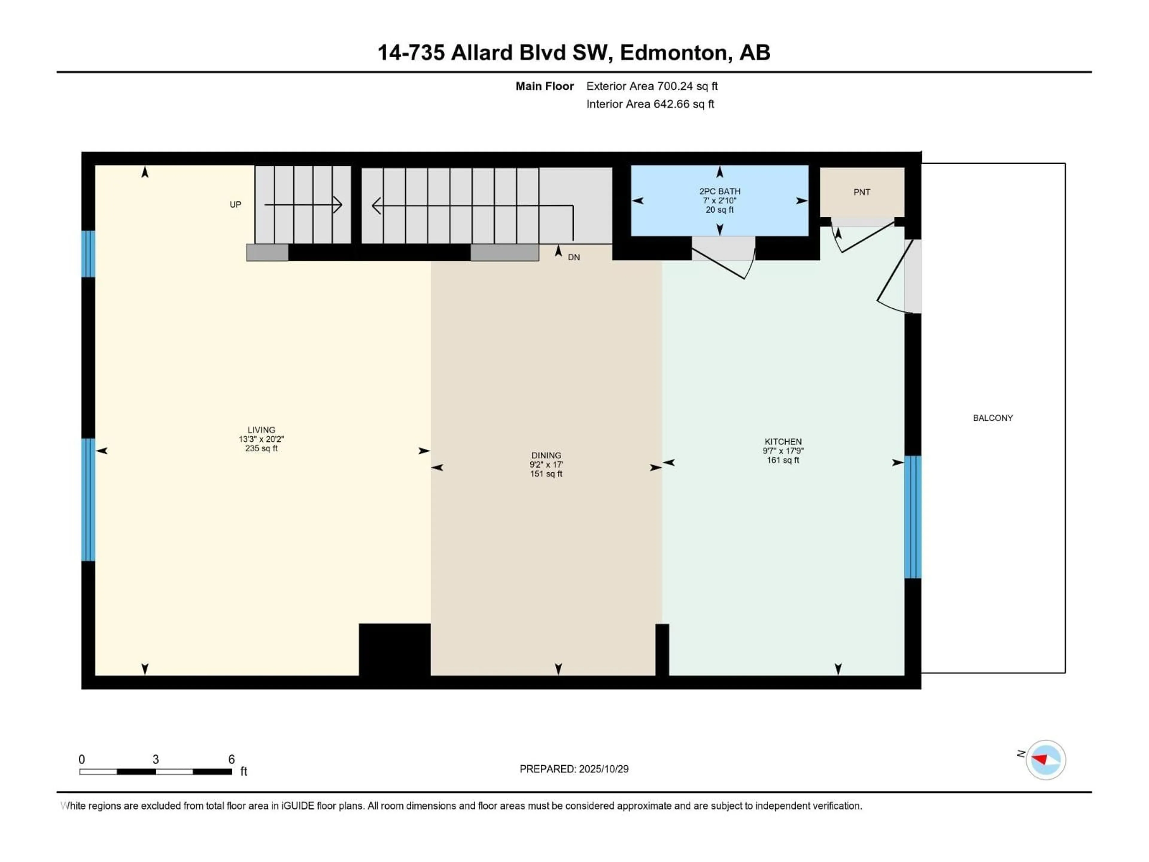 Floor plan for 14 - 735 ALLARD BV, Edmonton Alberta T6W1A8