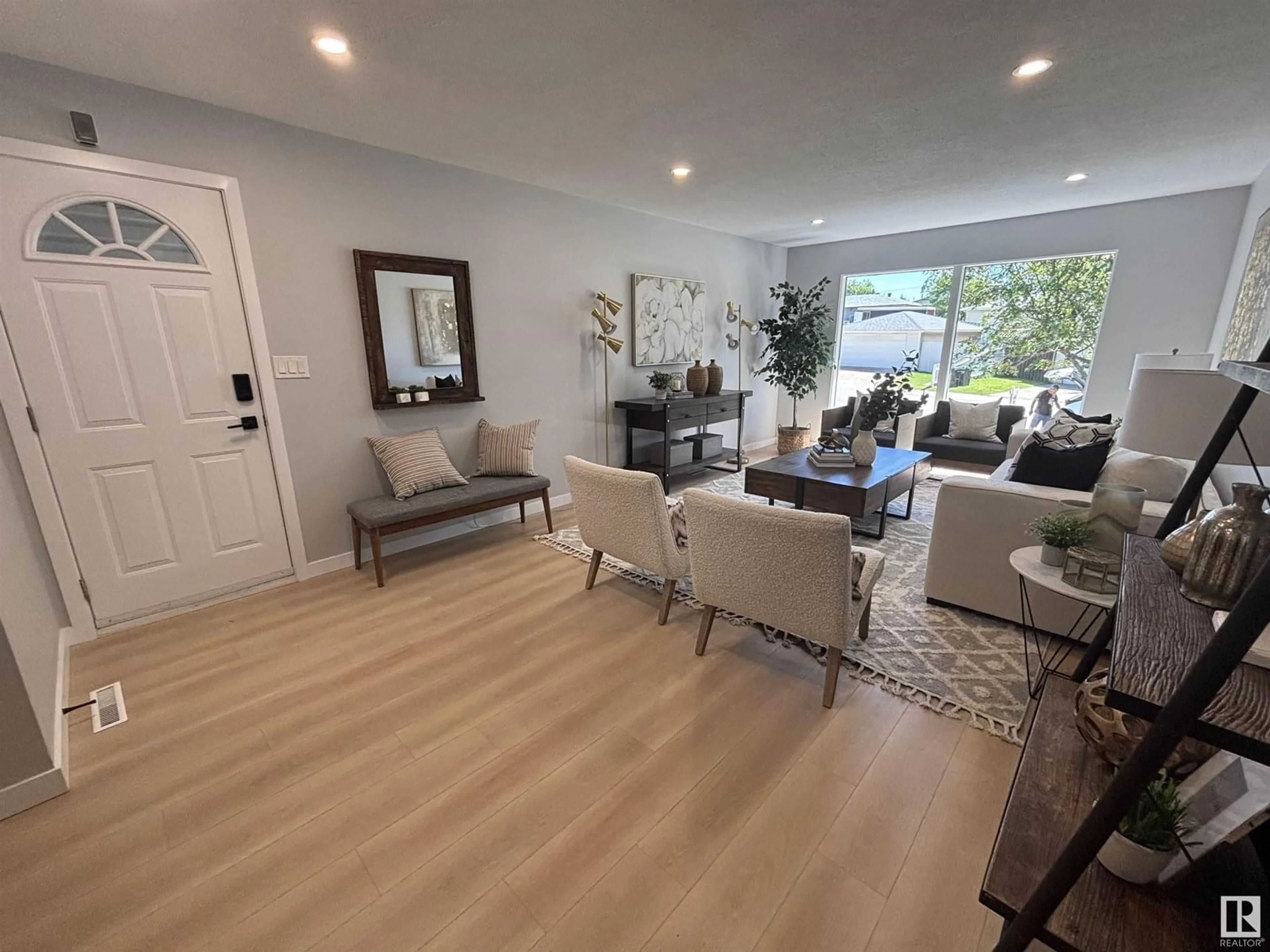 Living room with furniture, wood/laminate floor for 867 ALDER AV, Sherwood Park Alberta T8A1V4