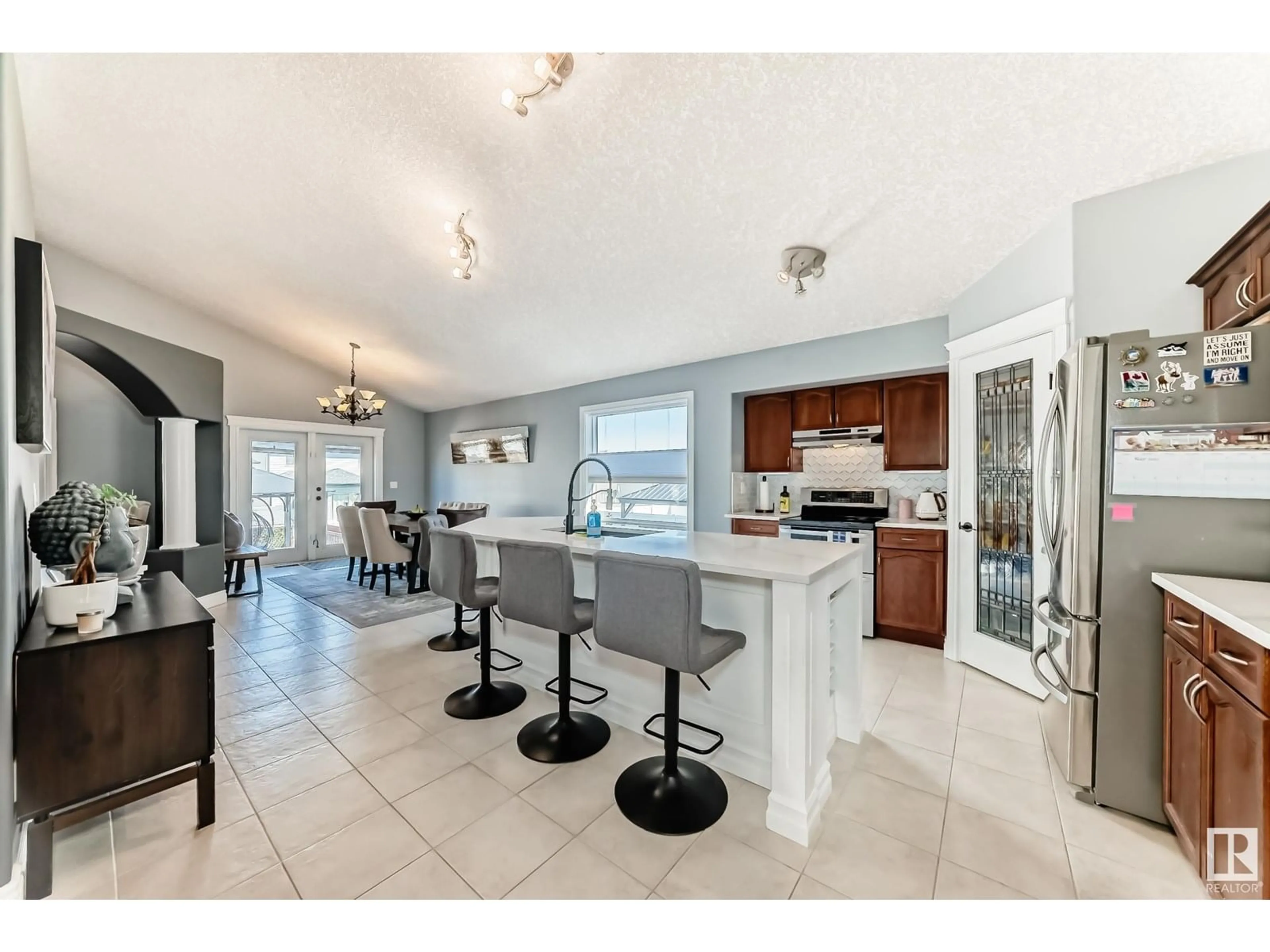 Open concept kitchen, ceramic/tile floor for 4708 164 AV, Edmonton Alberta T5Y0A5