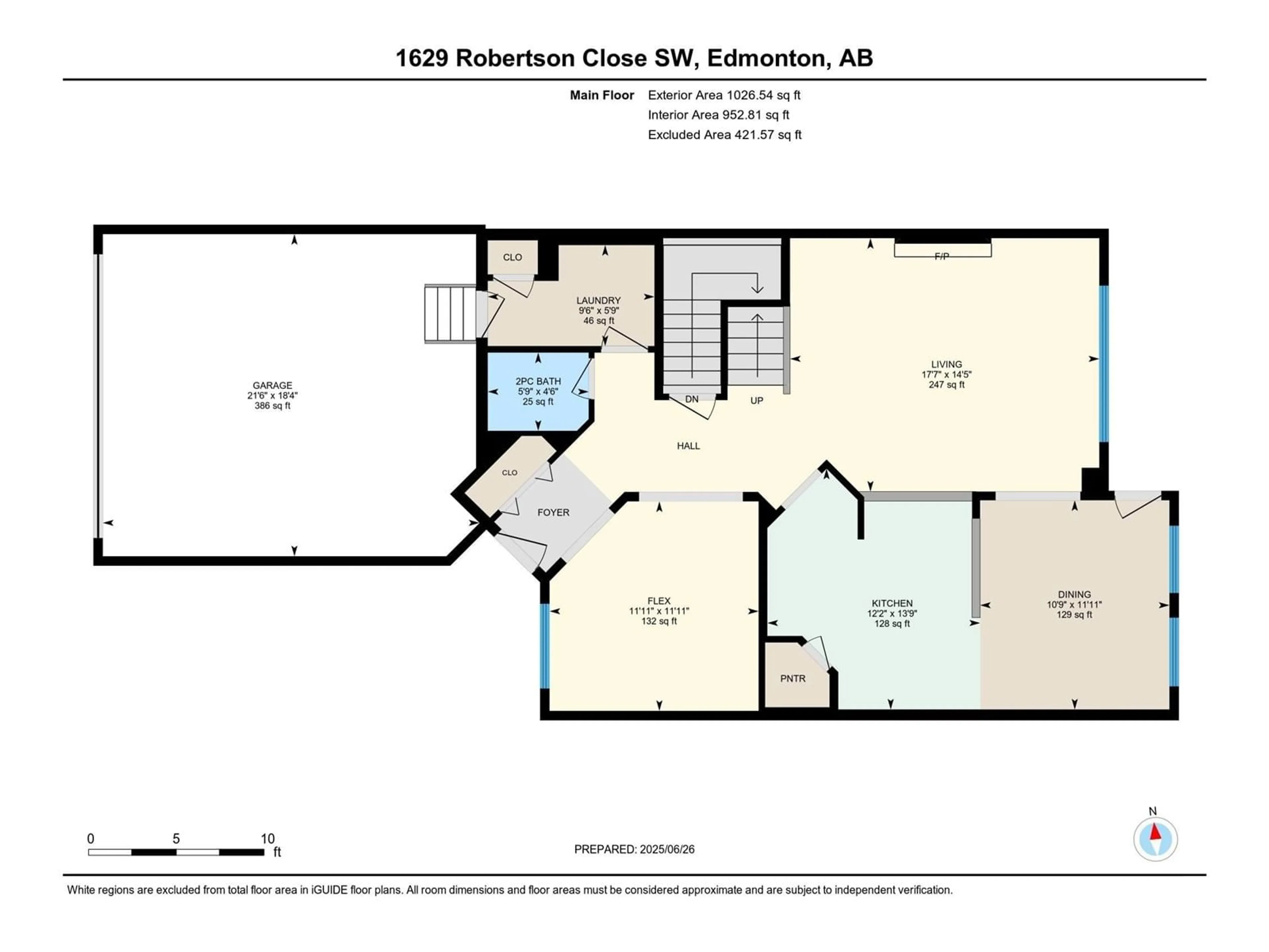 Floor plan for 1629 ROBERTSON CL, Edmonton Alberta T6W1K1
