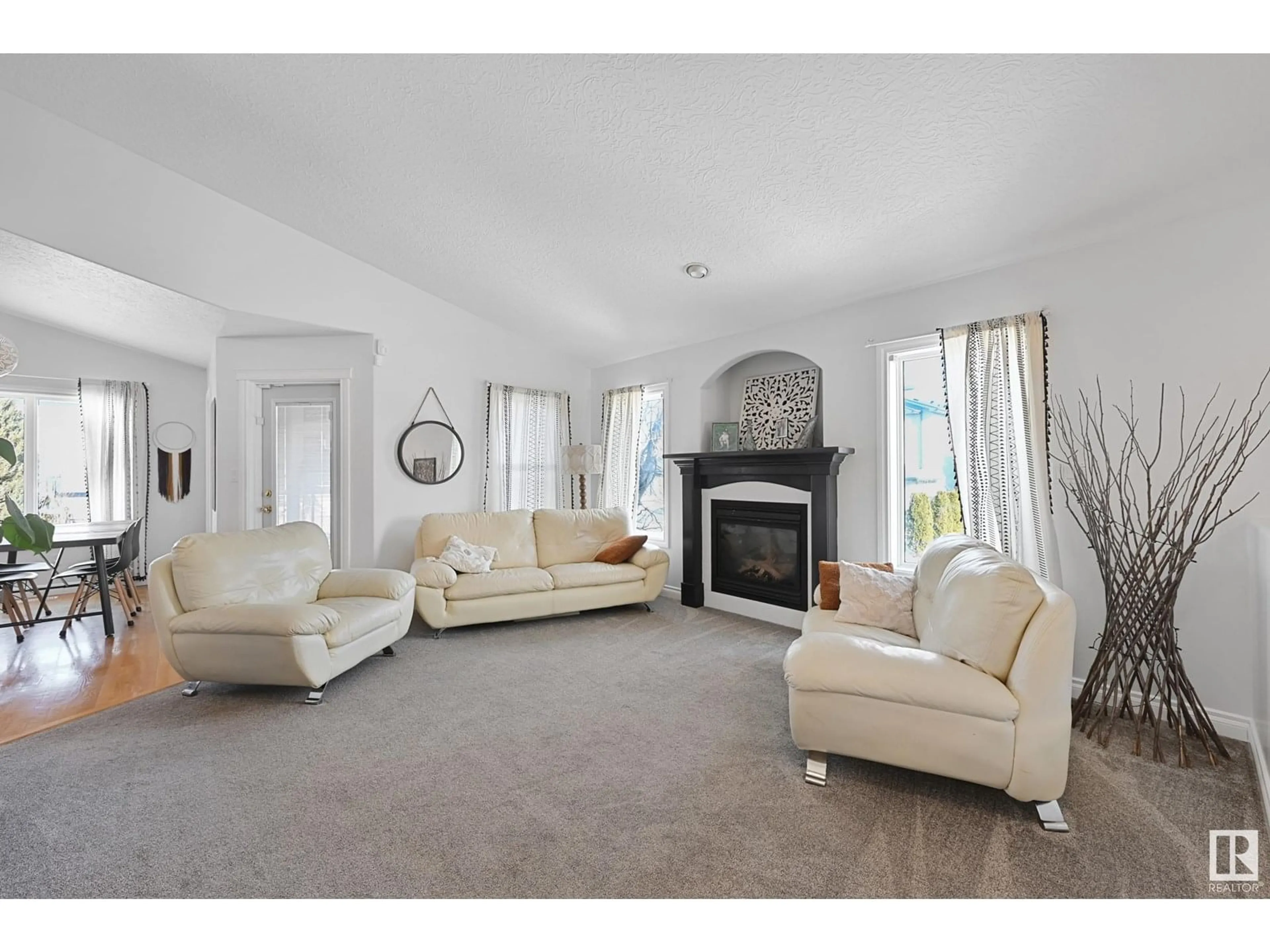Living room with furniture, carpet floor for NW - 13006 141B AV, Edmonton Alberta T6V1P4