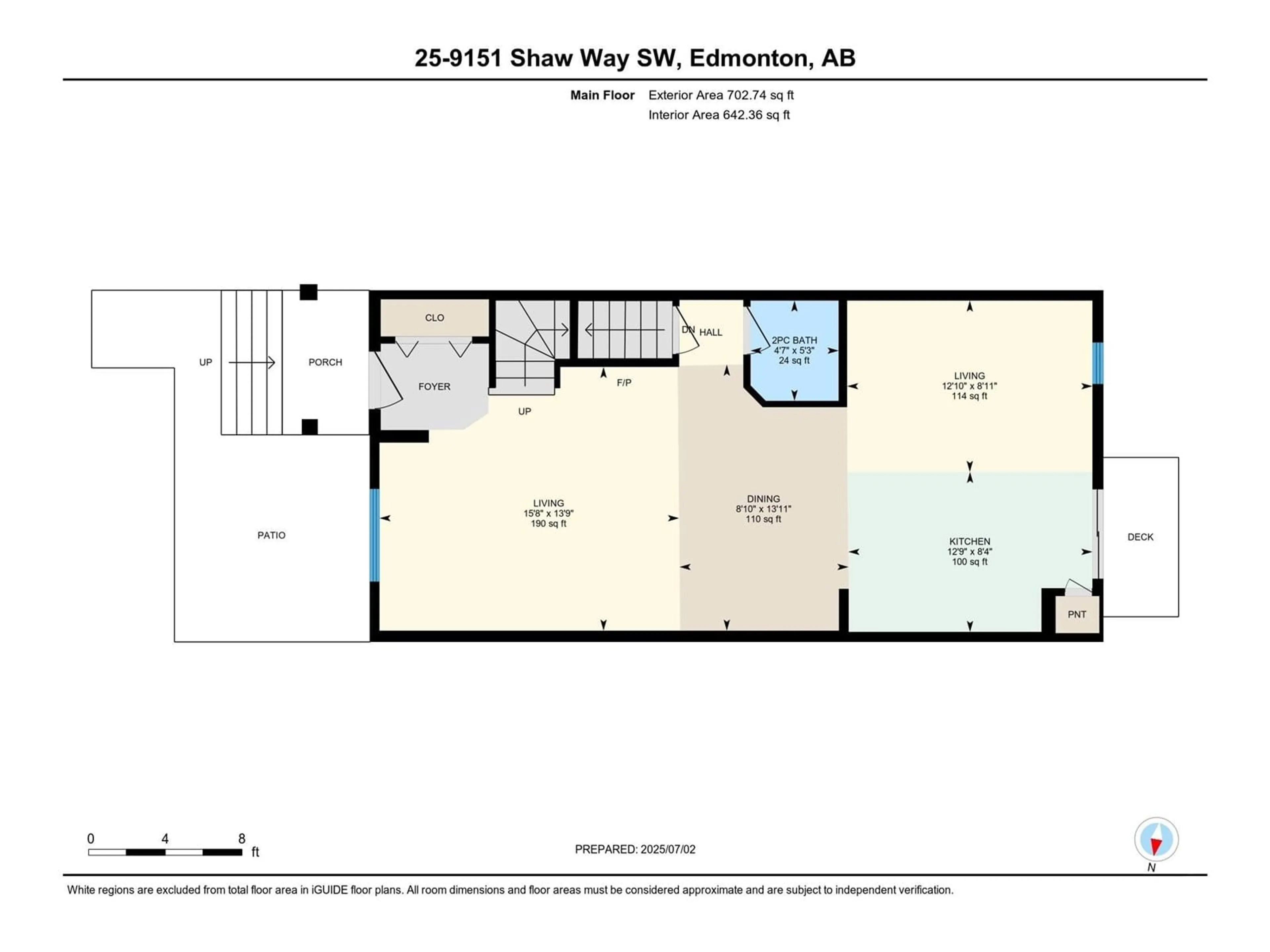 Floor plan for 9151 - 25 SHAW WY, Edmonton Alberta T6X1W7