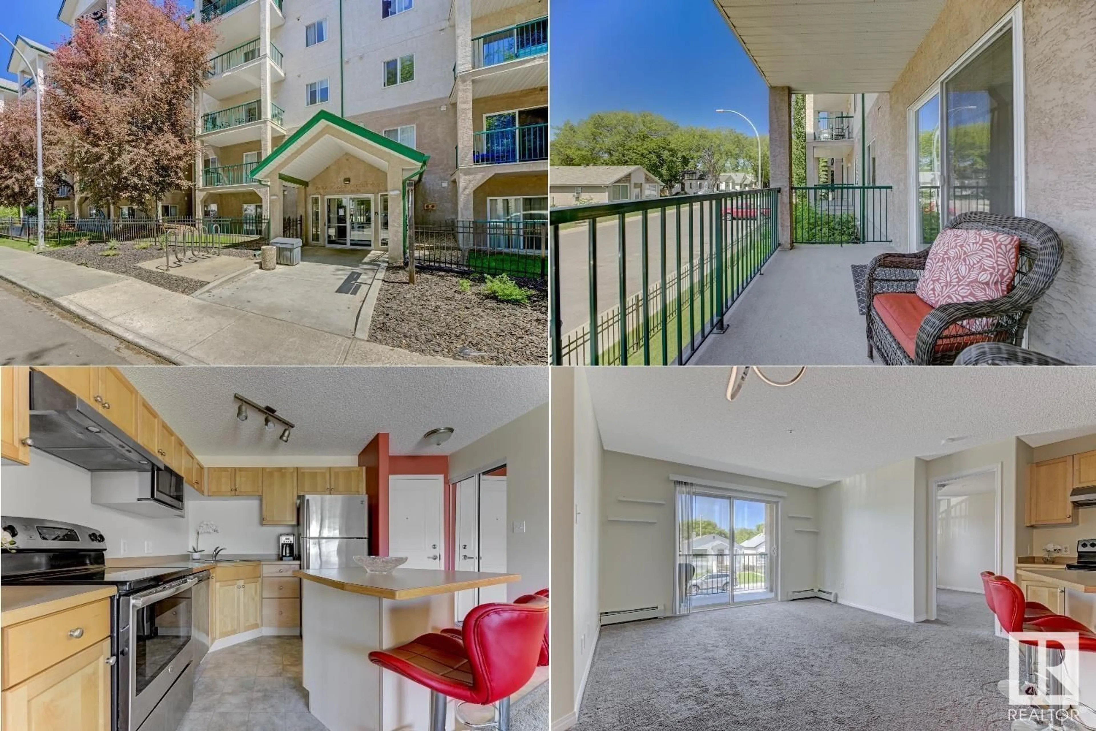 A pic from outside/outdoor area/front of a property/back of a property/a pic from drone, water/lake/river/ocean view for #223 - 11325 83 ST, Edmonton Alberta T5B4W5