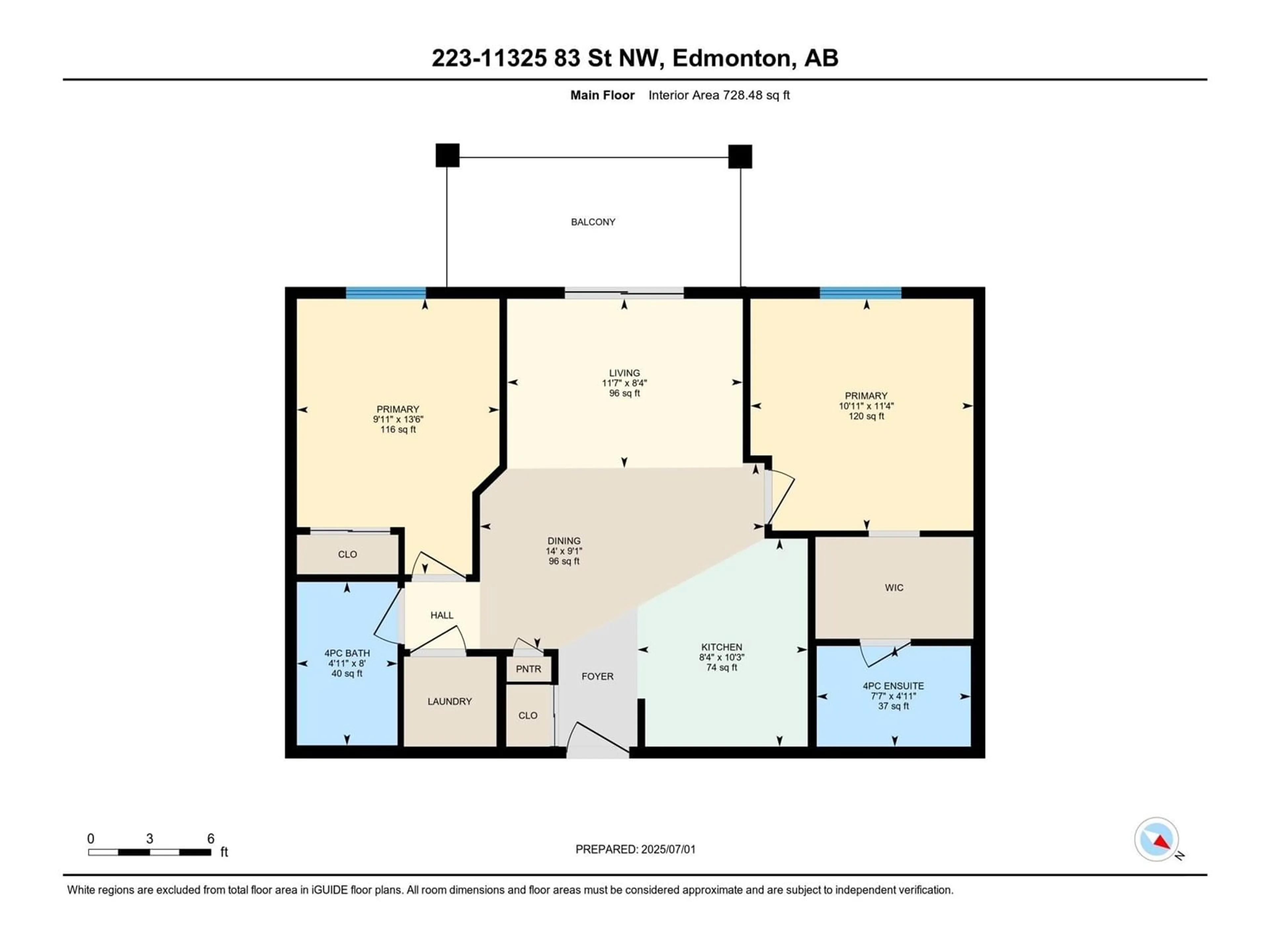 Floor plan for #223 - 11325 83 ST, Edmonton Alberta T5B4W5