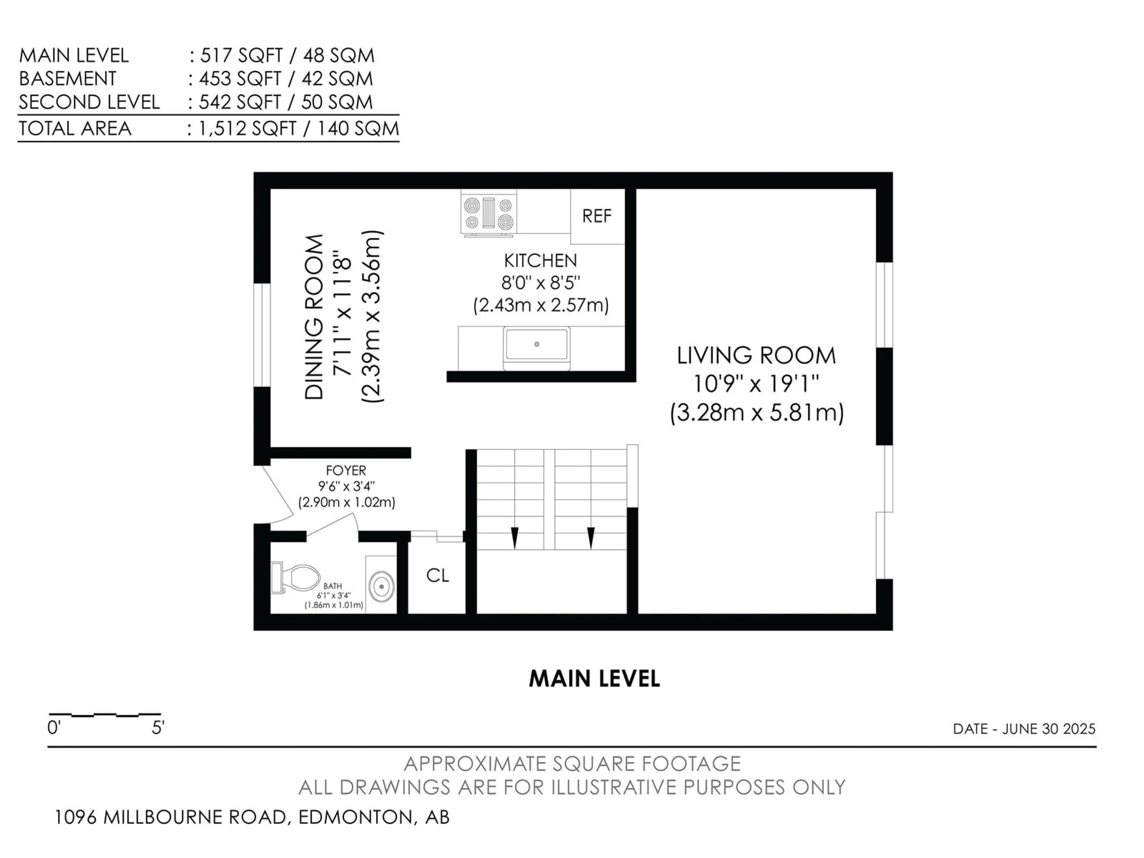 Floor plan for NW - 1096 MILLBOURNE E, Edmonton Alberta T6K1W1