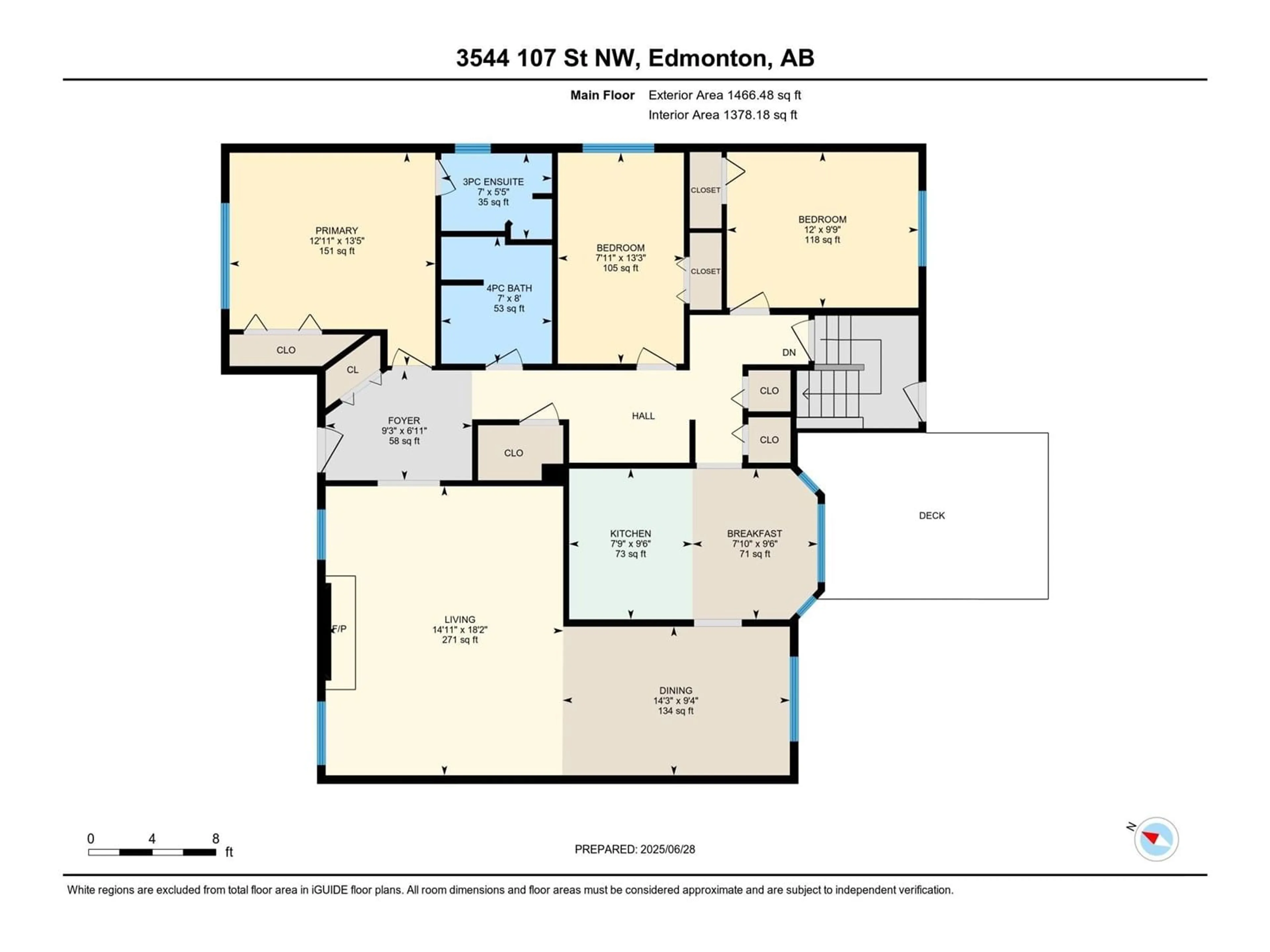 Floor plan for 3544 107 ST, Edmonton Alberta T6J1B1