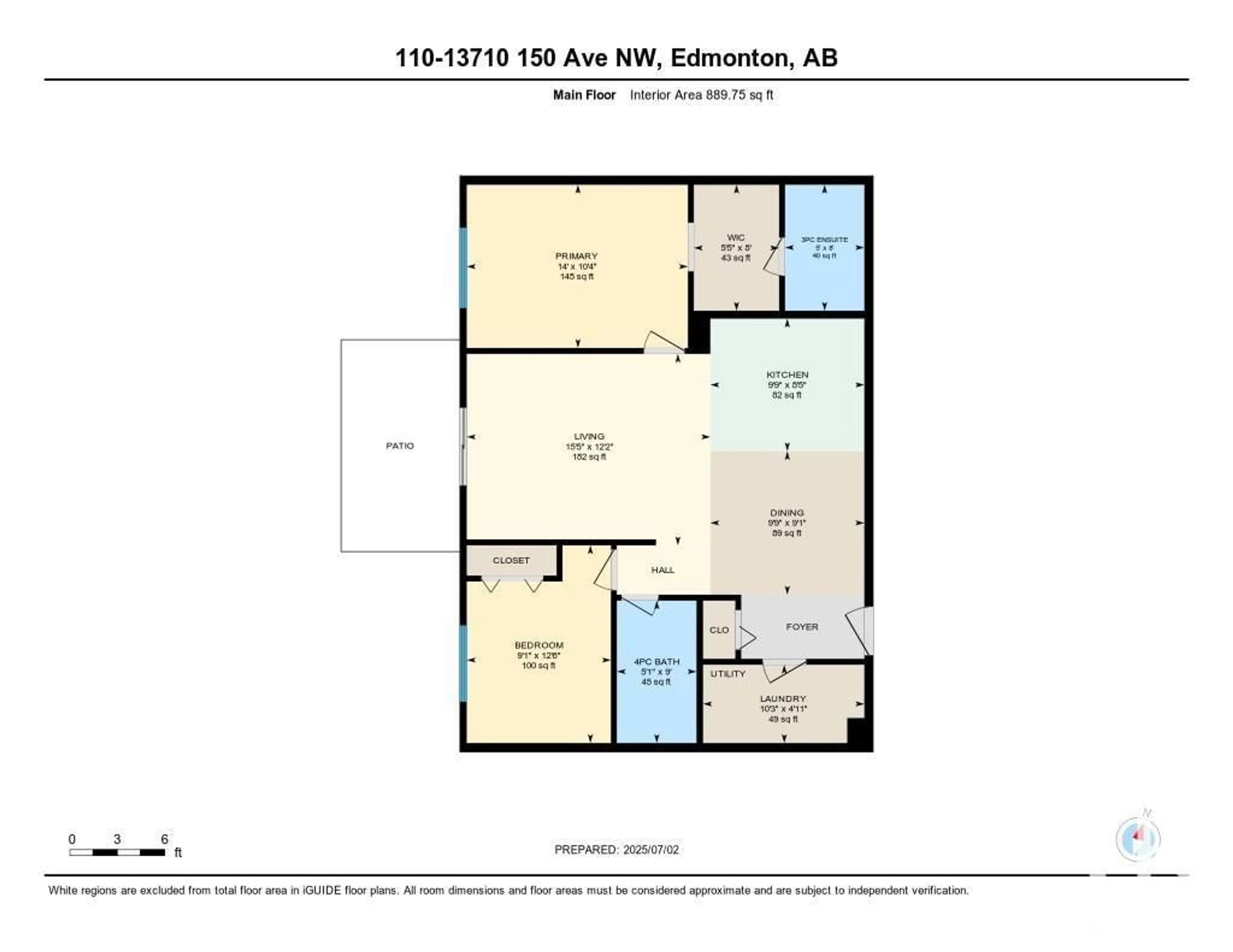 Floor plan for 110 13710 150 AV NW, Edmonton Alberta T6V0B2