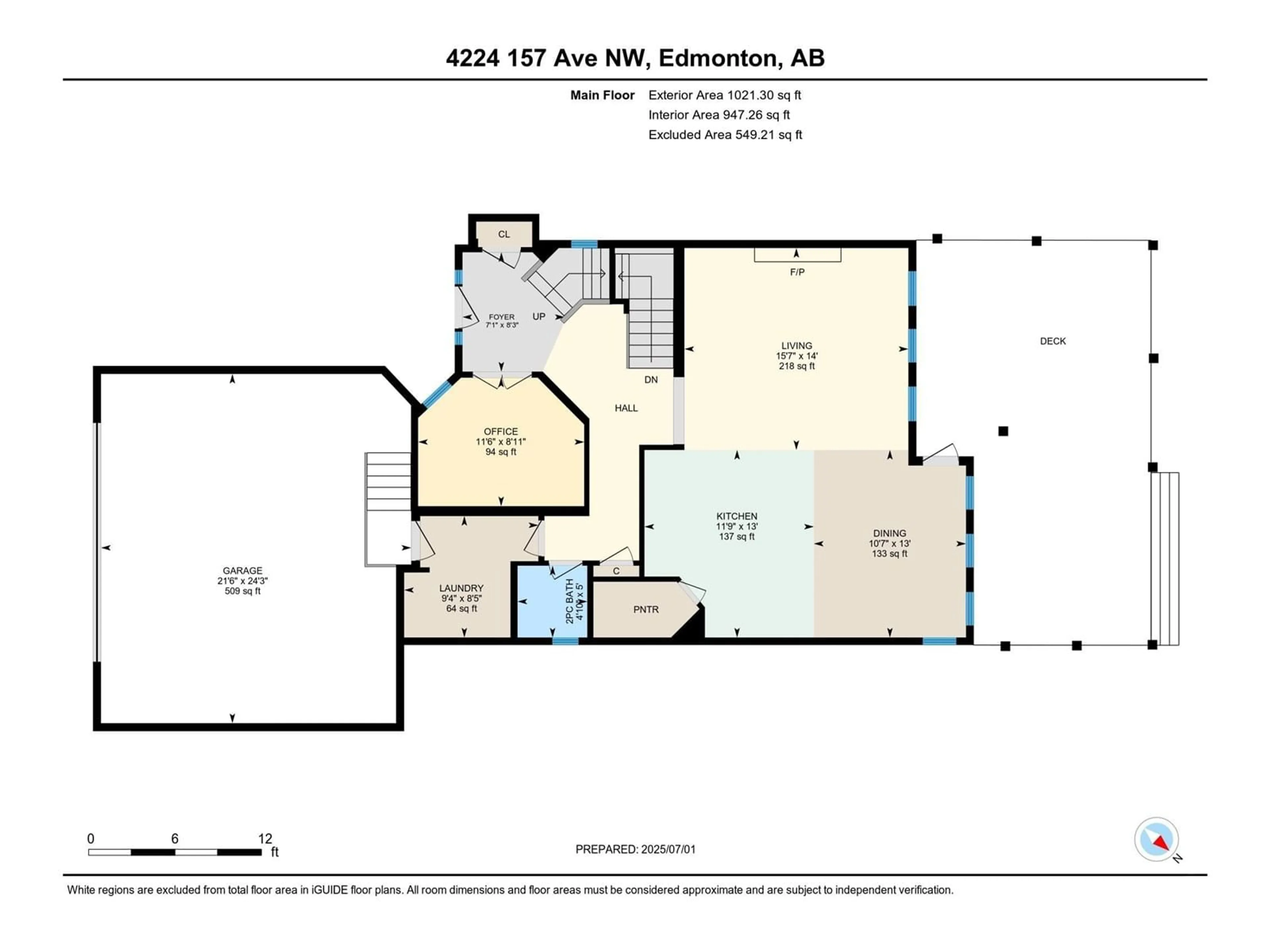 Floor plan for 4224 157 AV, Edmonton Alberta T5Y0C9