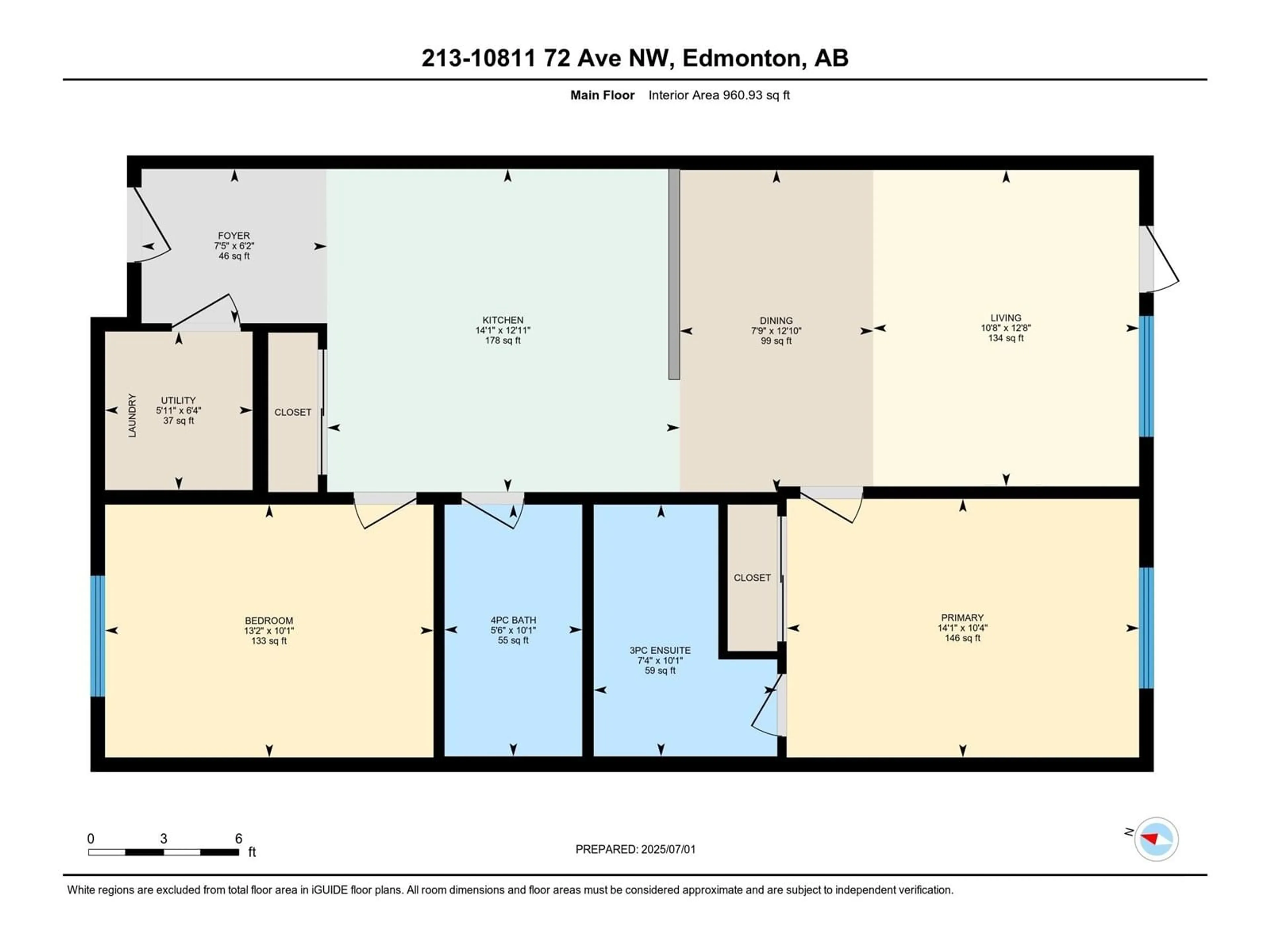 Floor plan for #213 - 10811 72 AV, Edmonton Alberta T6E1A4