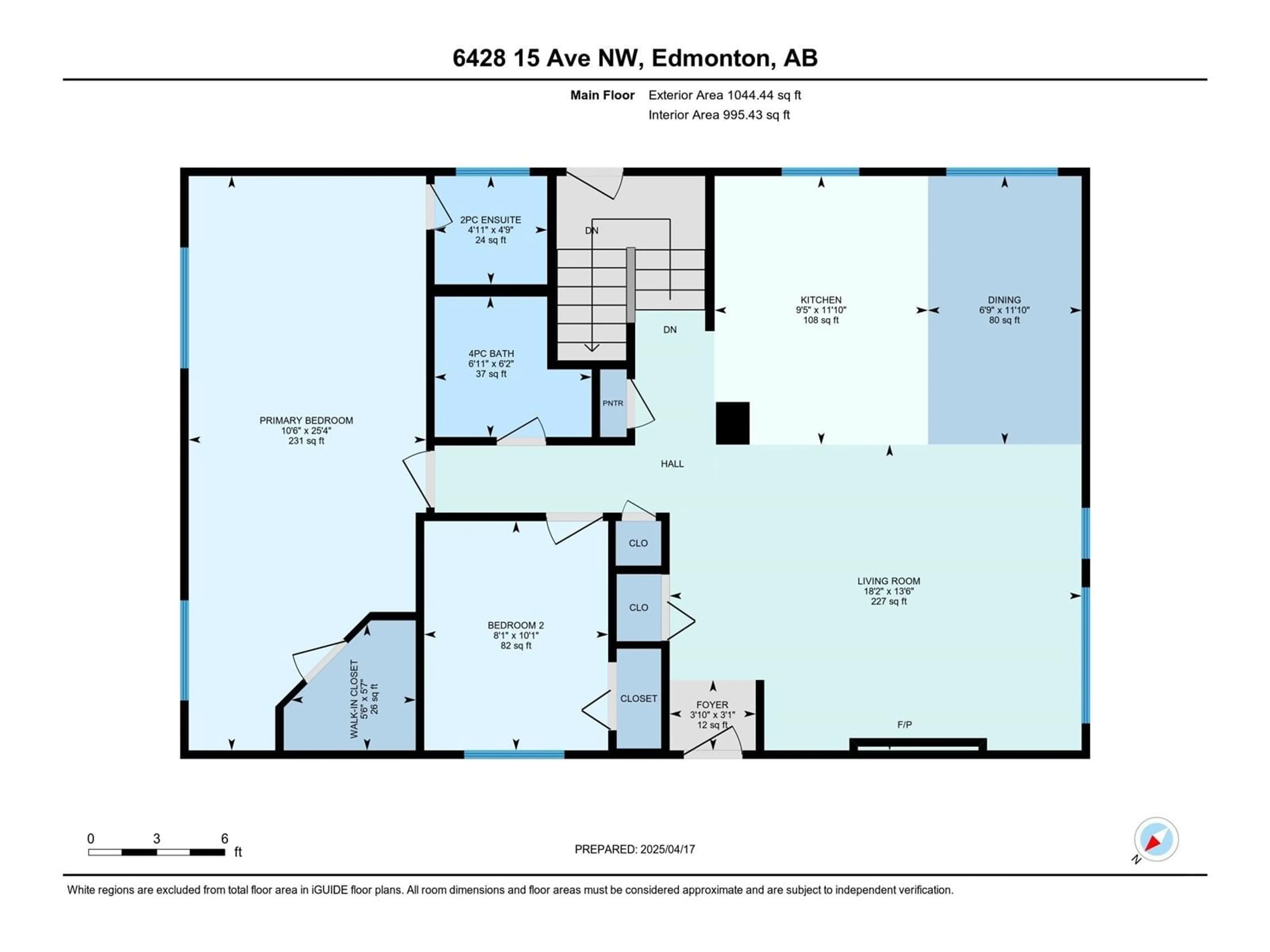 Floor plan for 6428 15 AV, Edmonton Alberta T6L1S6