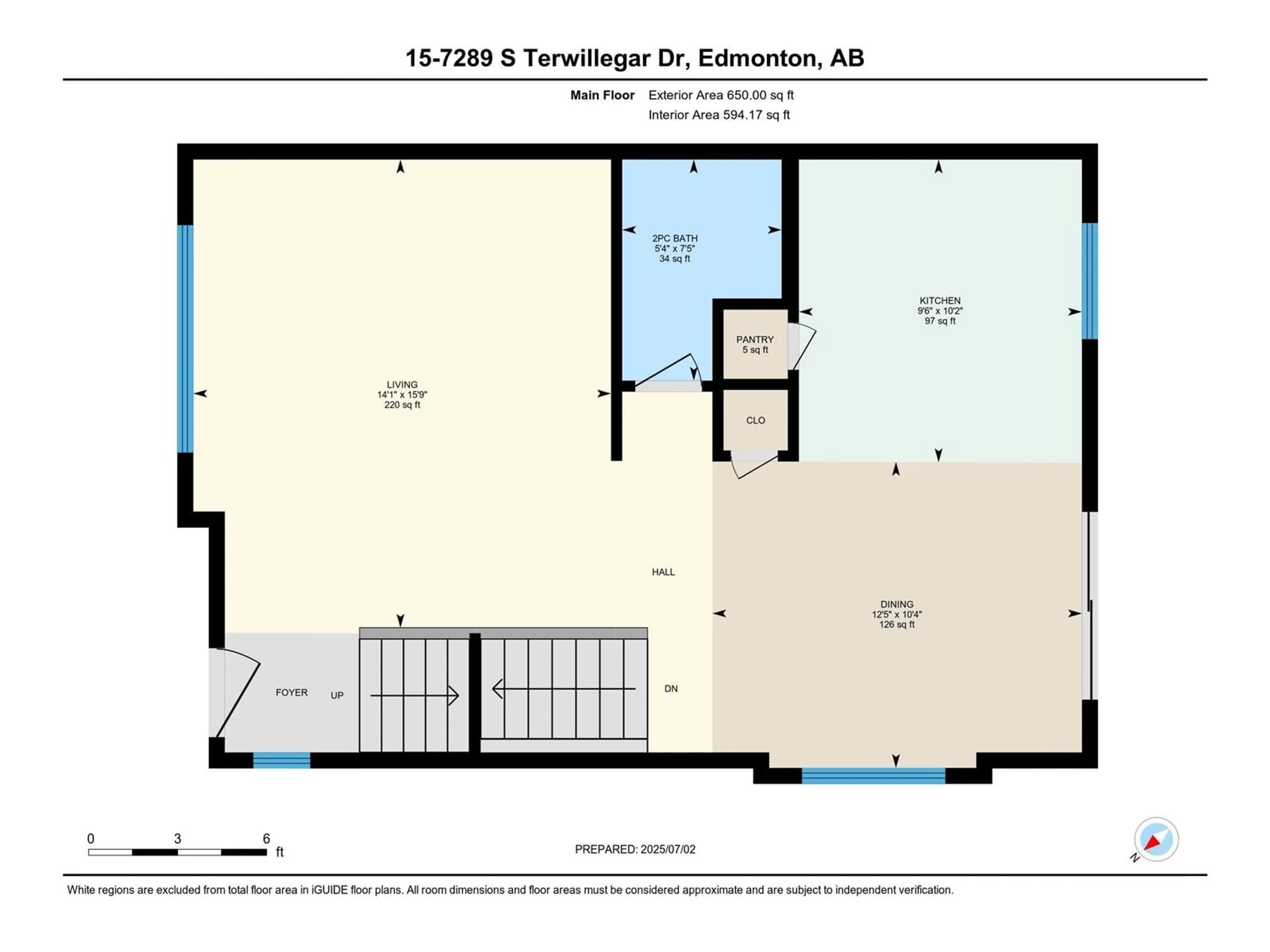Floor plan for #15 - 7289 SOUTH TERWILLEGAR DR, Edmonton Alberta T6R0N5