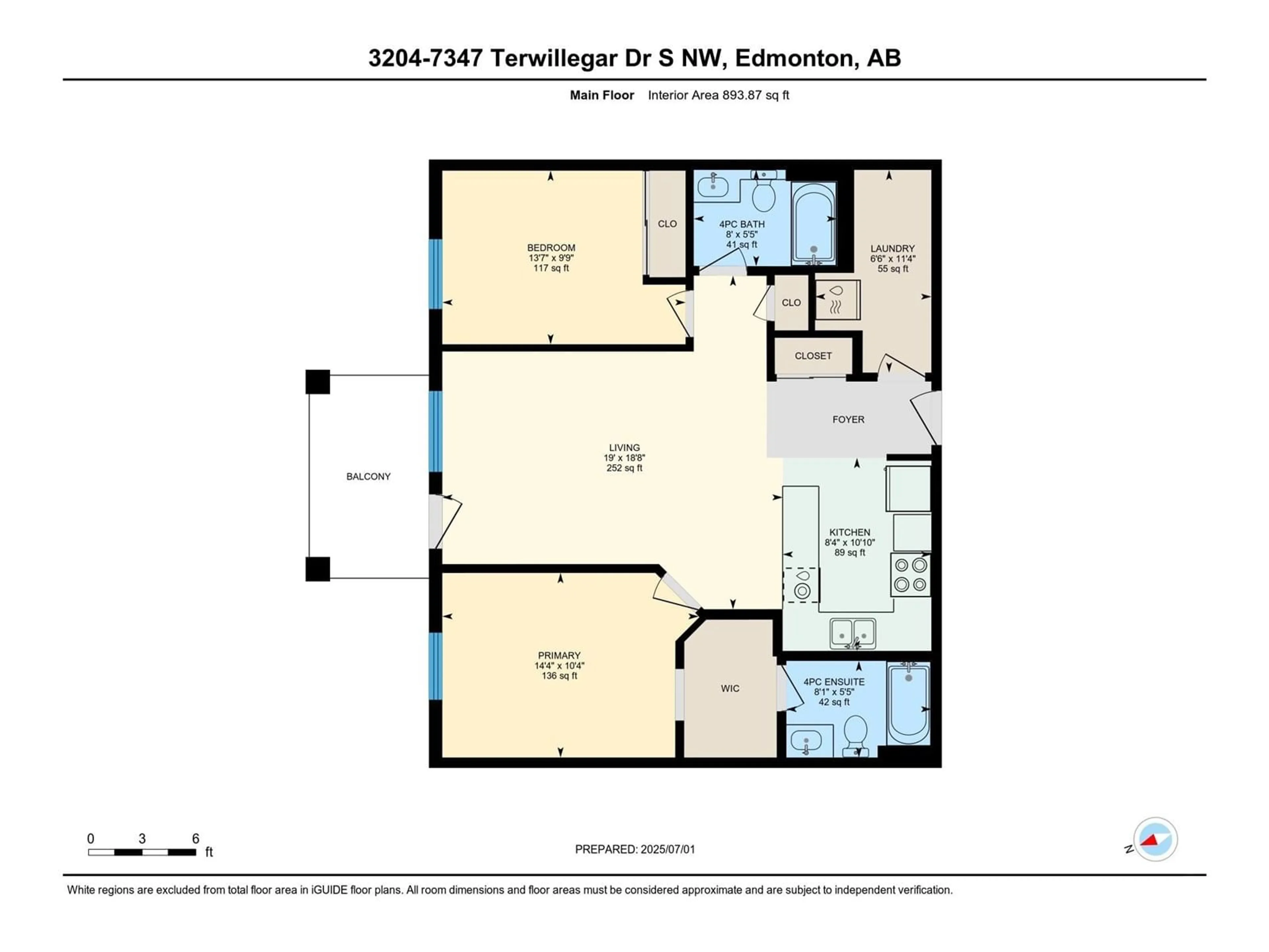 Floor plan for 3204 - 7347 SOUTH TERWILLEGAR DR, Edmonton Alberta T6R0M3