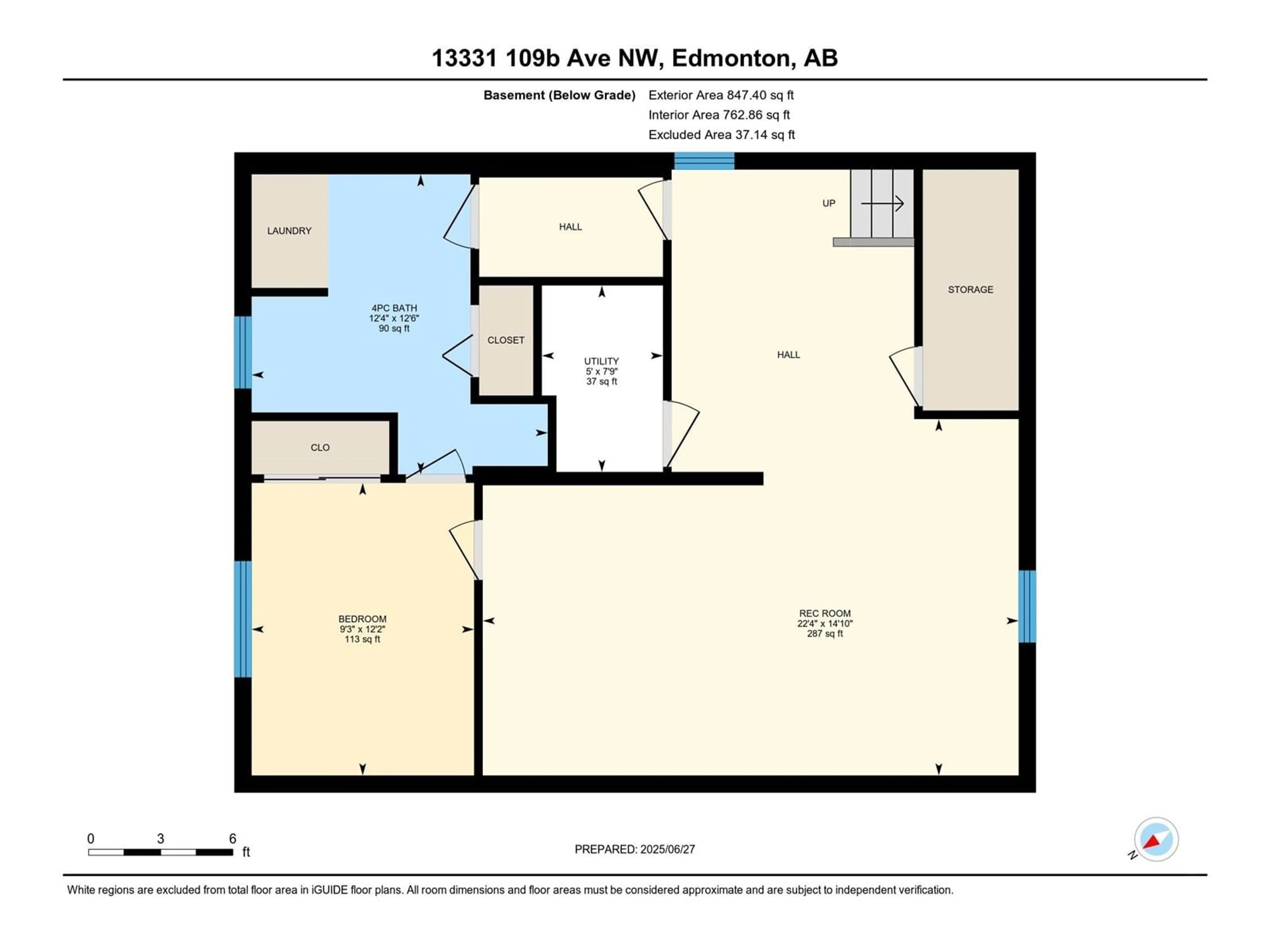 Floor plan for 13331 109B AV AV, Edmonton Alberta T5M2M1