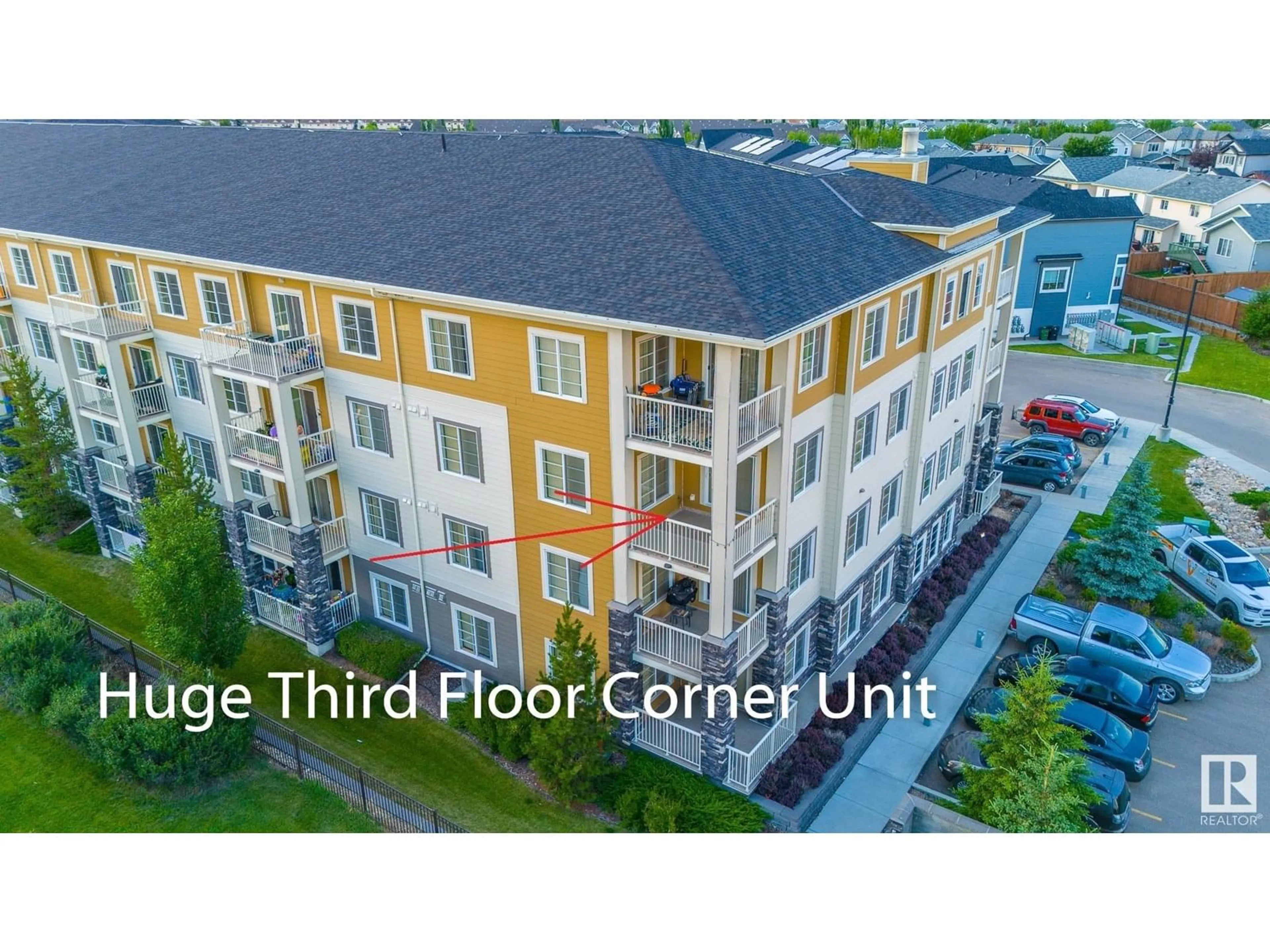 A pic from outside/outdoor area/front of a property/back of a property/a pic from drone, building for 319 - 3670 139 AV NW, Edmonton Alberta T5Y3N5