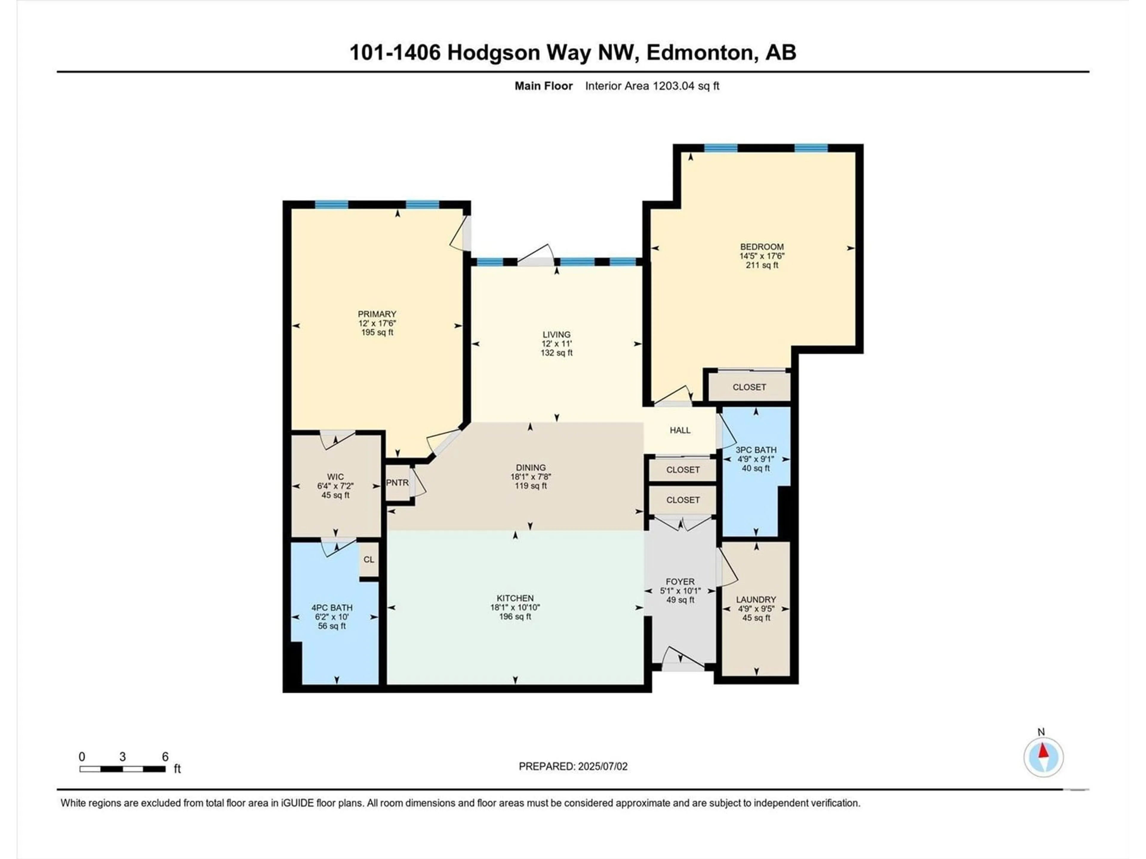 Floor plan for #101 - 1406 HODGSON WY, Edmonton Alberta T6R3K1