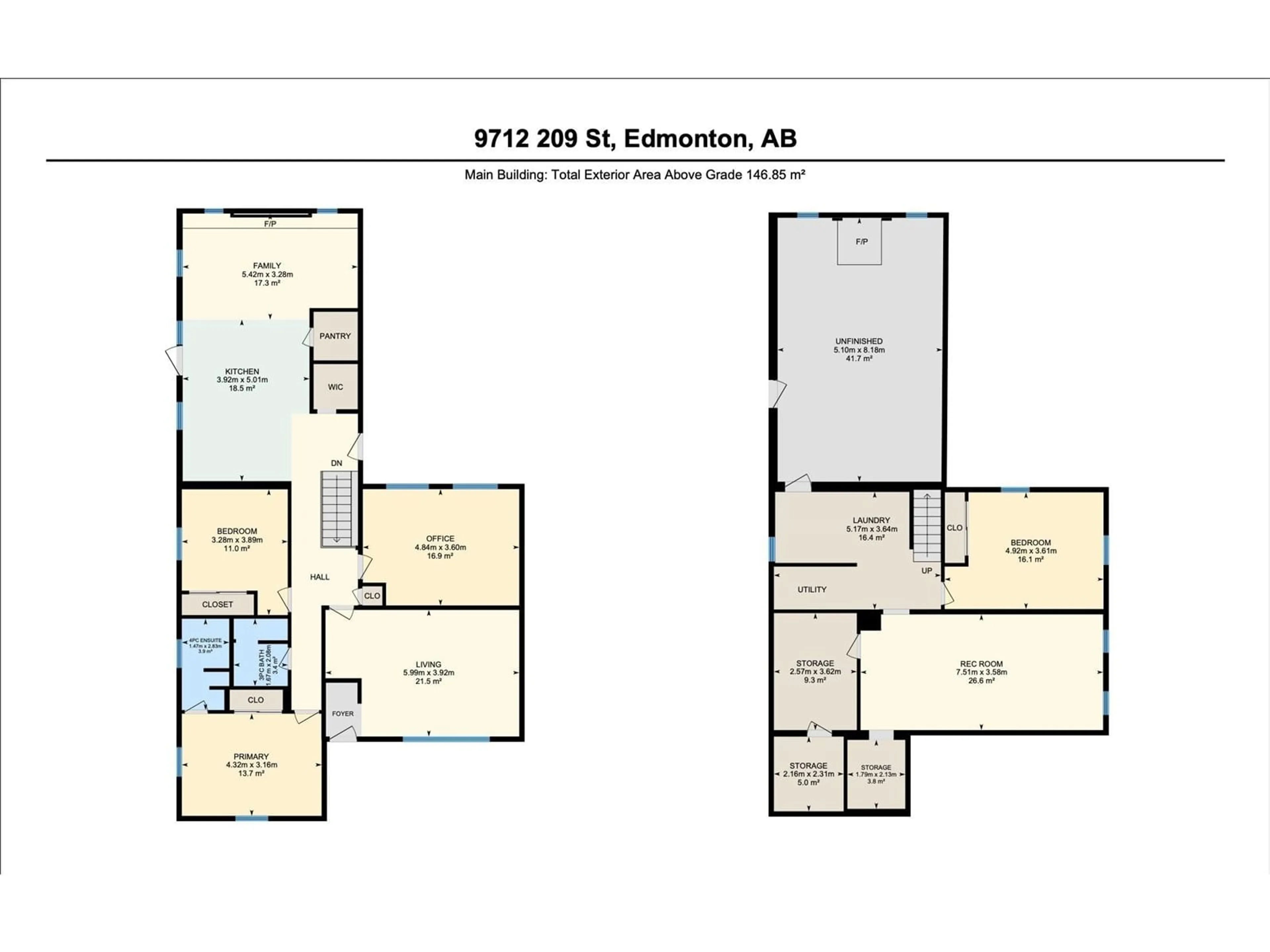 Floor plan for NW - 9712 209 ST, Edmonton Alberta T5T5X9
