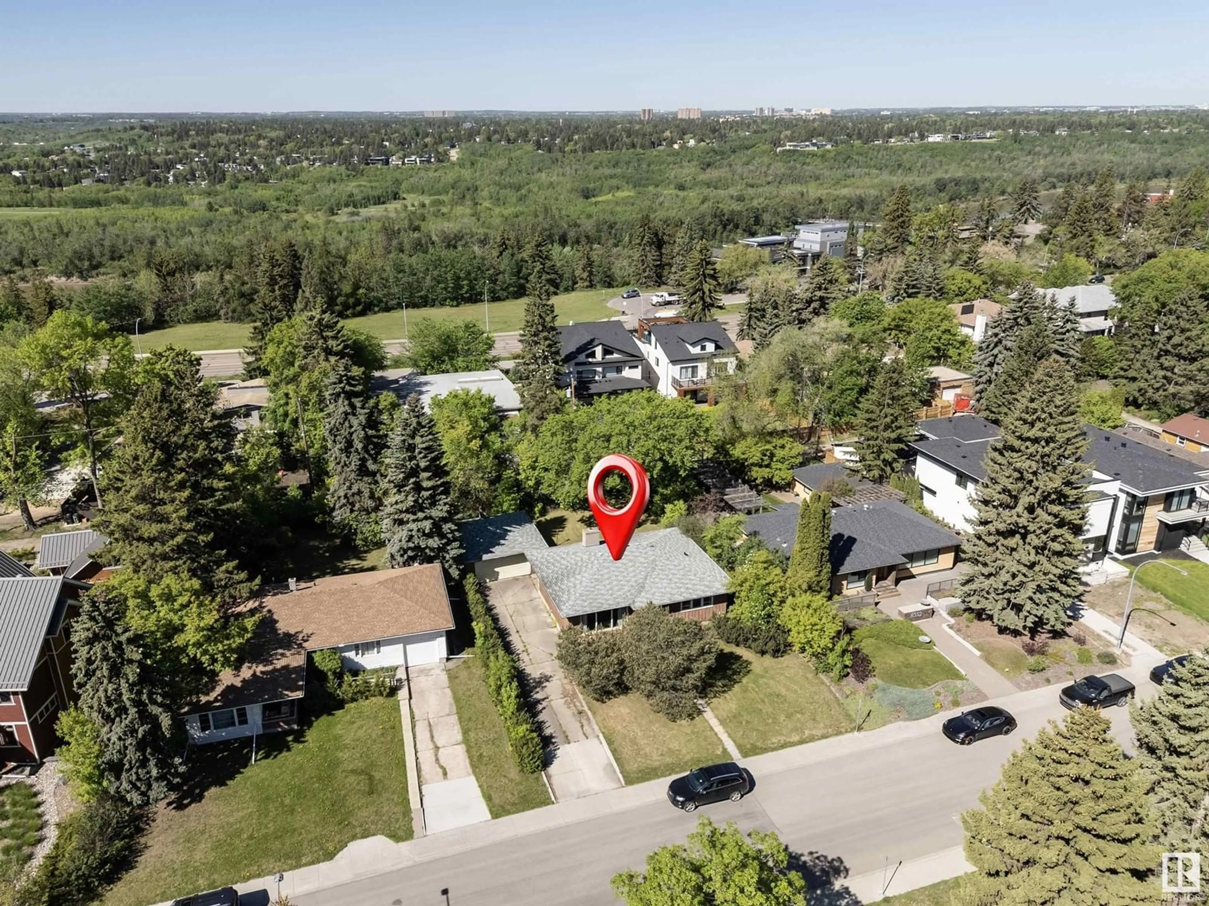 A pic from outside/outdoor area/front of a property/back of a property/a pic from drone, street for 8348 120 ST, Edmonton Alberta T6G1K2