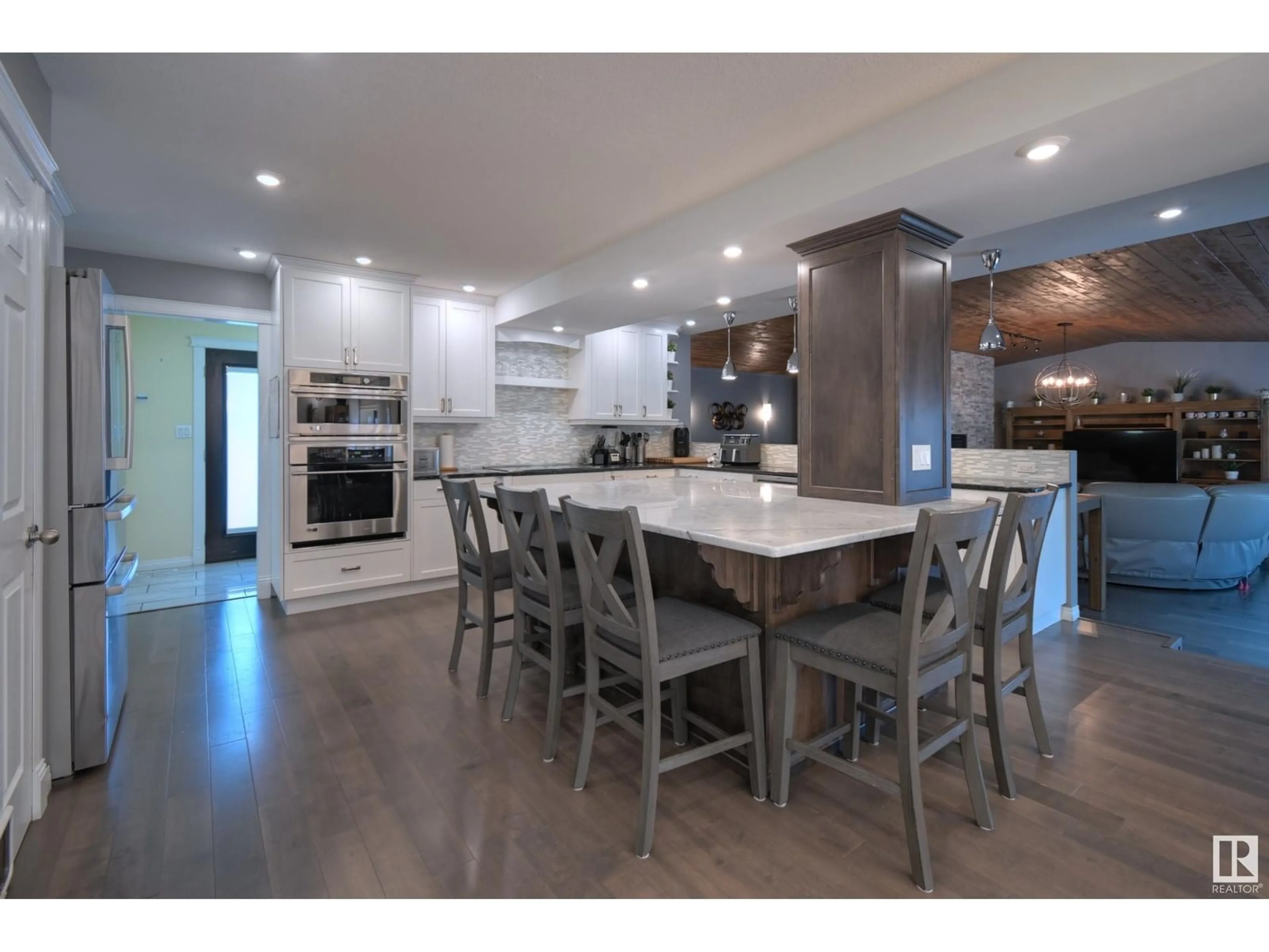 Open concept kitchen, wood/laminate floor for 7 MARLBORO PL, Spruce Grove Alberta T7X2P1