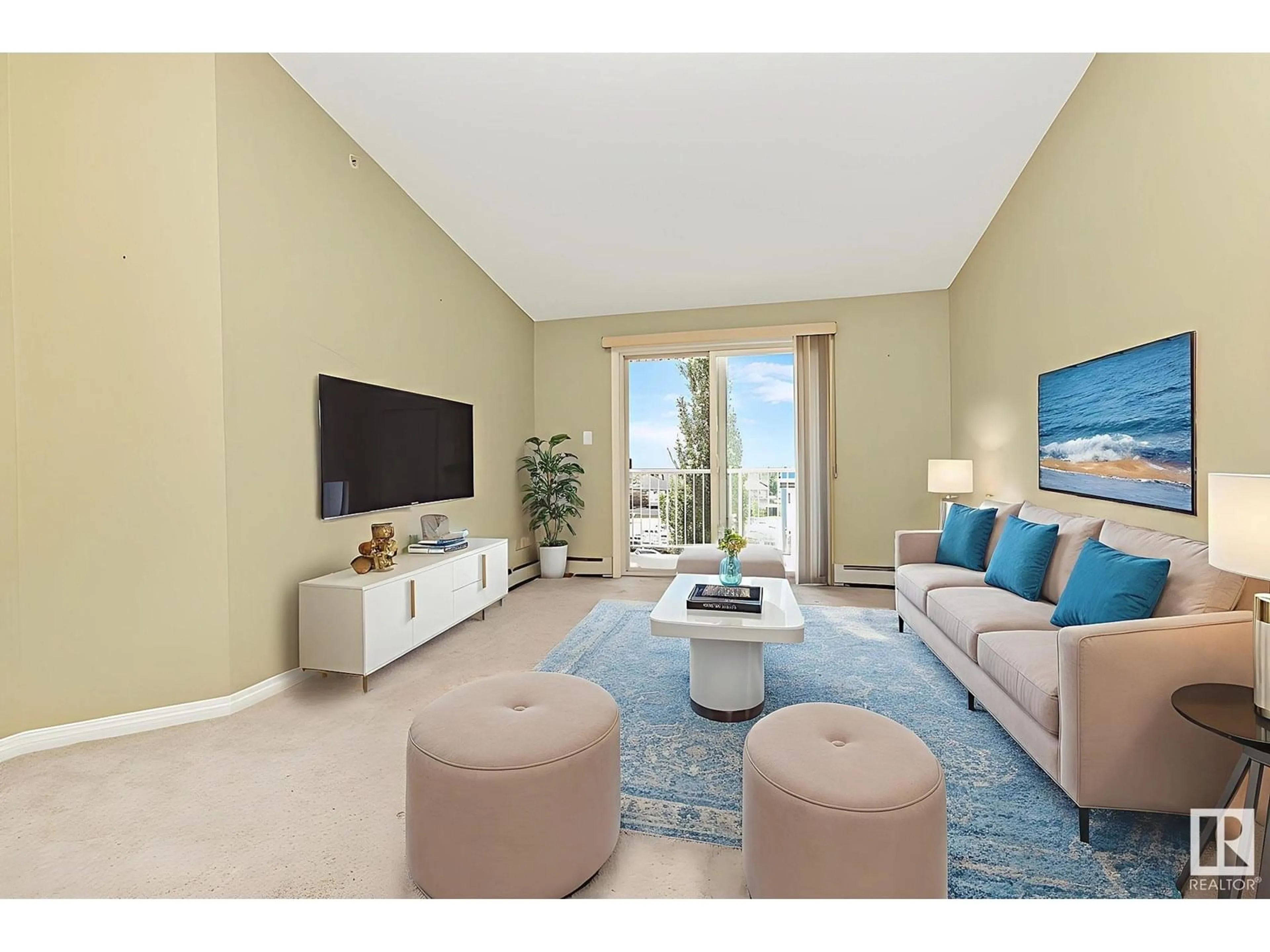 Living room with furniture, unknown for 440 - 3425 19 ST, Edmonton Alberta T6T2B5