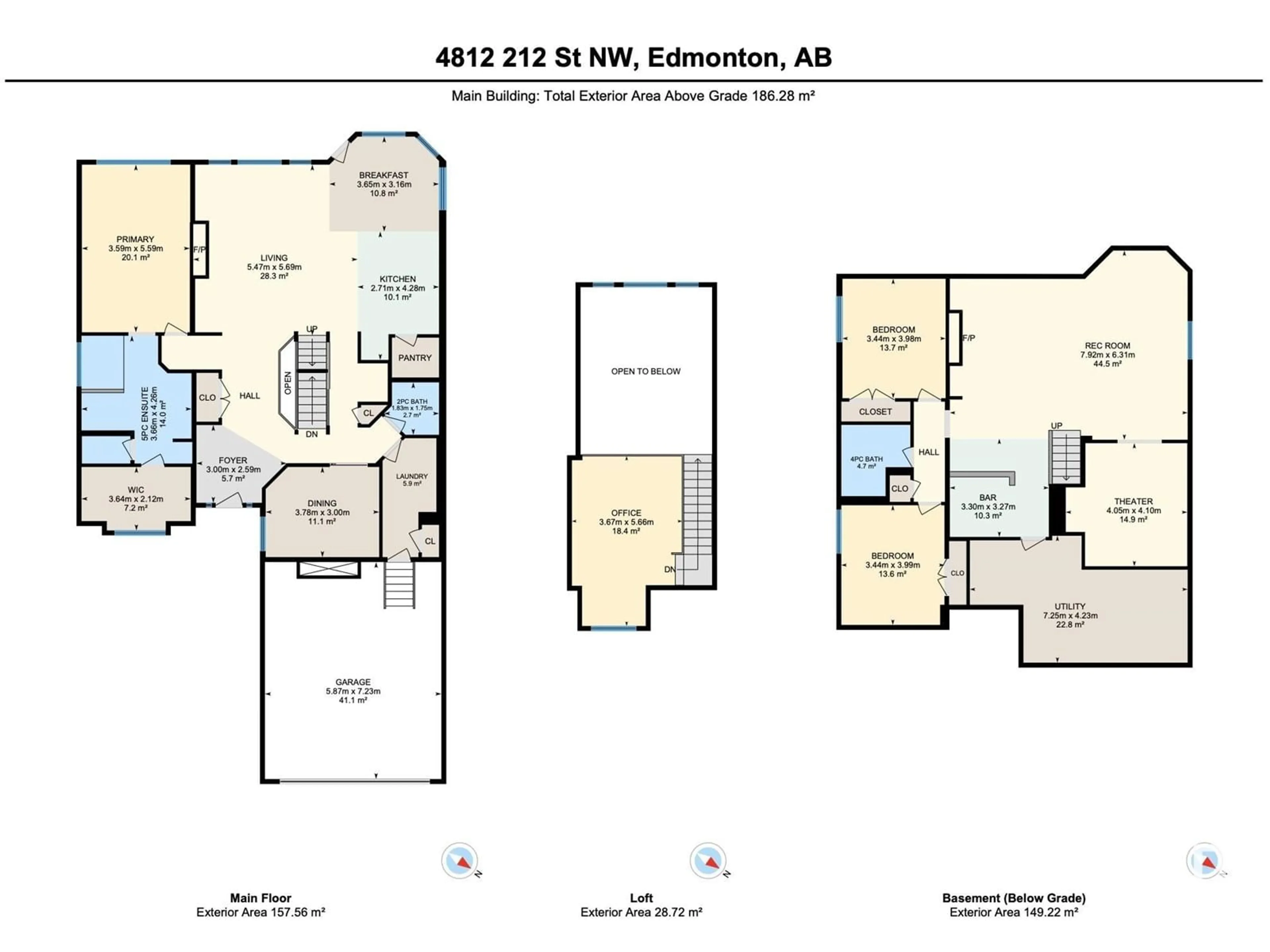Floor plan for NW - 4812 212 ST, Edmonton Alberta T6M0G2