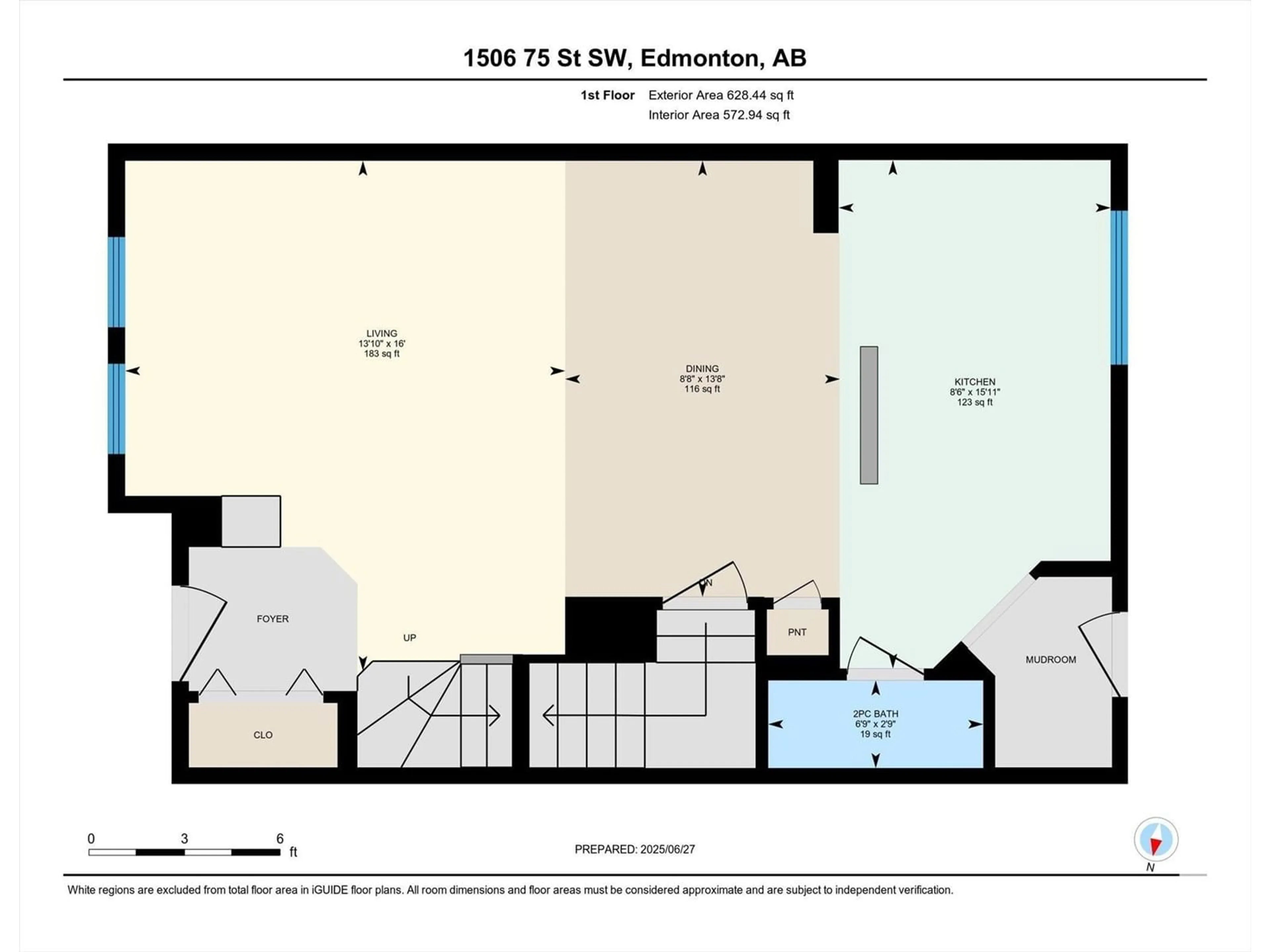 Floor plan for 1506 75 ST, Edmonton Alberta T6X0E1