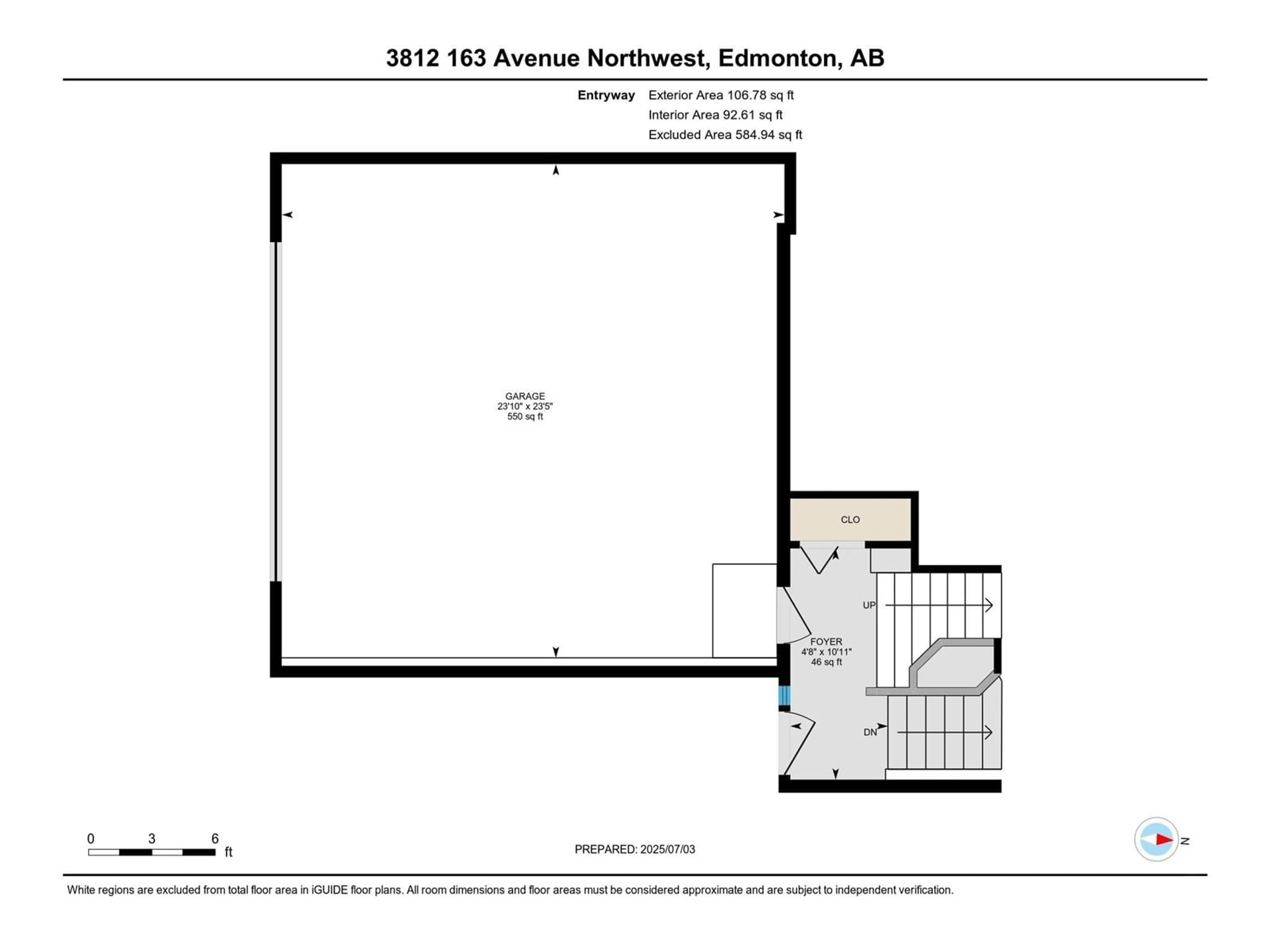 Floor plan for 3812 163 AV, Edmonton Alberta T5Y0G6