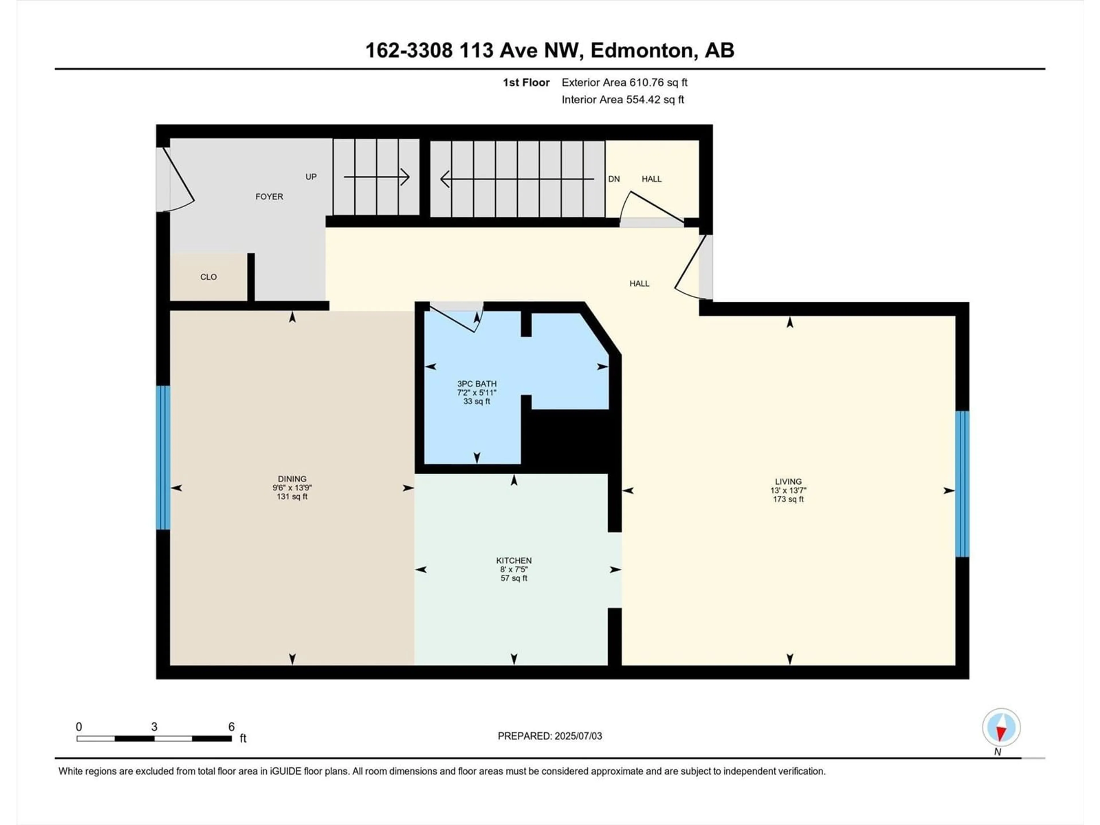 Floor plan for #162 - 3308 113 AV, Edmonton Alberta T5W5J8