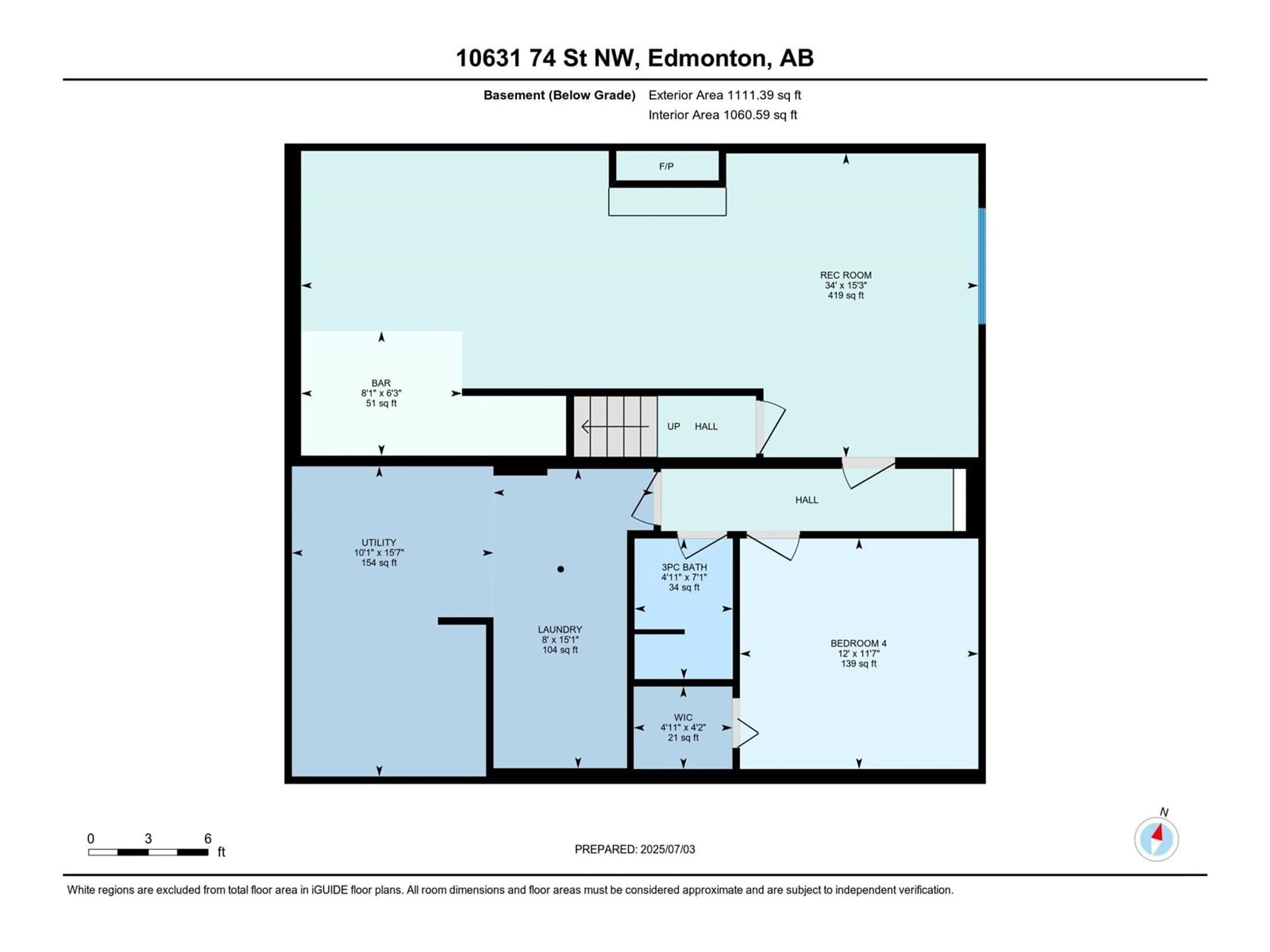 Floor plan for NW - 10631 74 ST, Edmonton Alberta T6A2Y6
