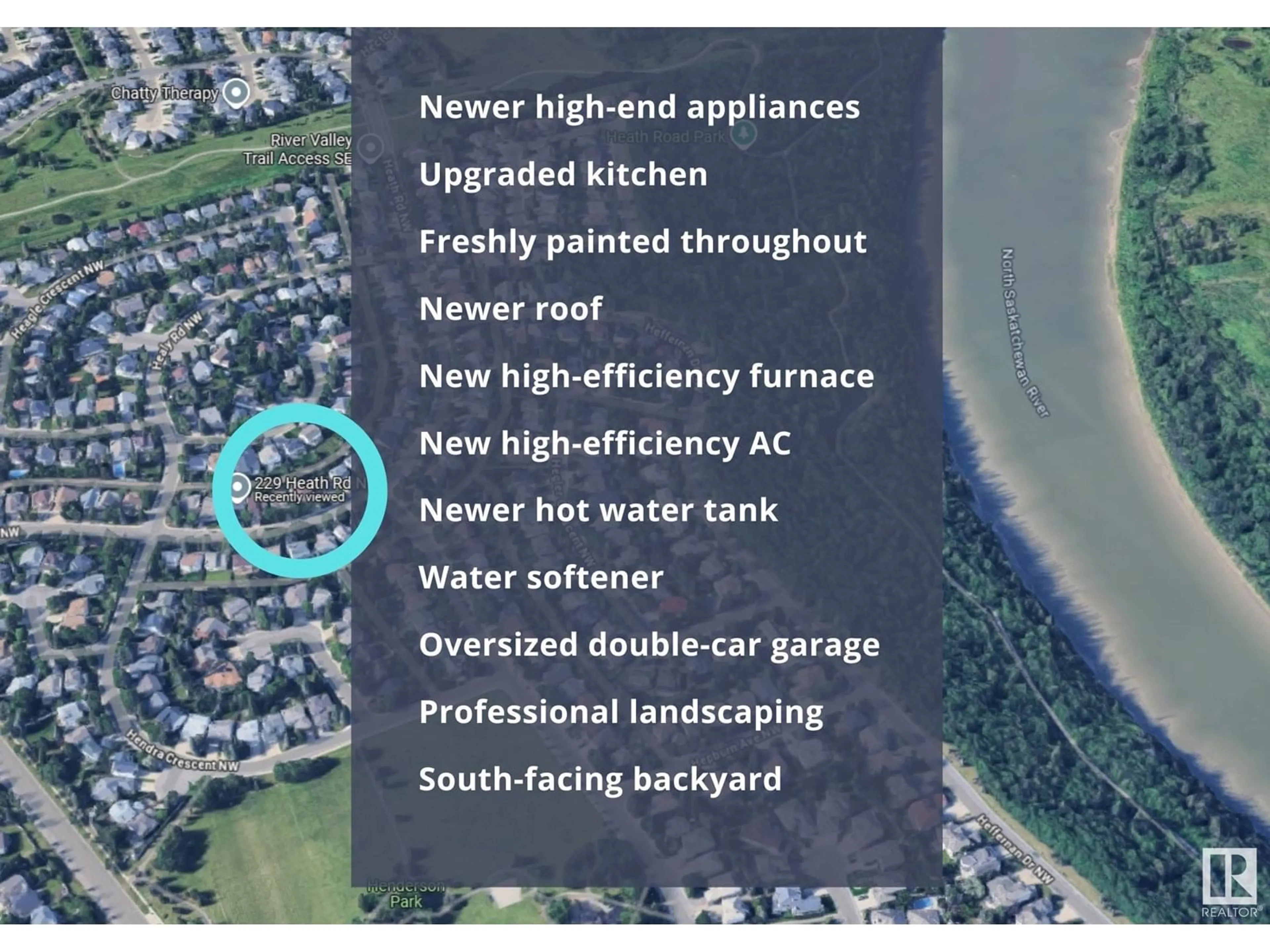 A pic from outside/outdoor area/front of a property/back of a property/a pic from drone, water/lake/river/ocean view for 229 HEATH RD, Edmonton Alberta T6R1S1