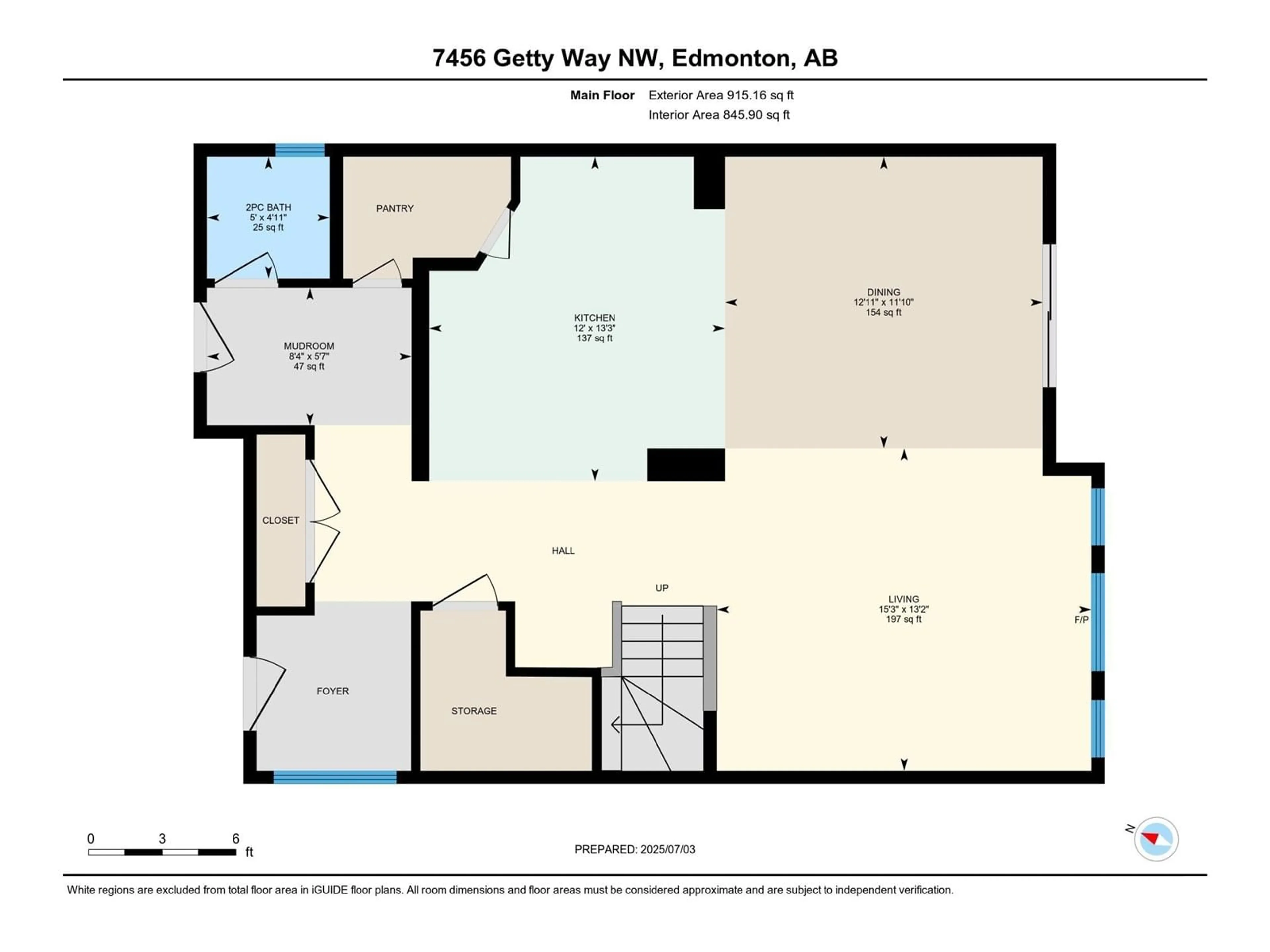 Floor plan for 7456 GETTY WY, Edmonton Alberta T5T4T3