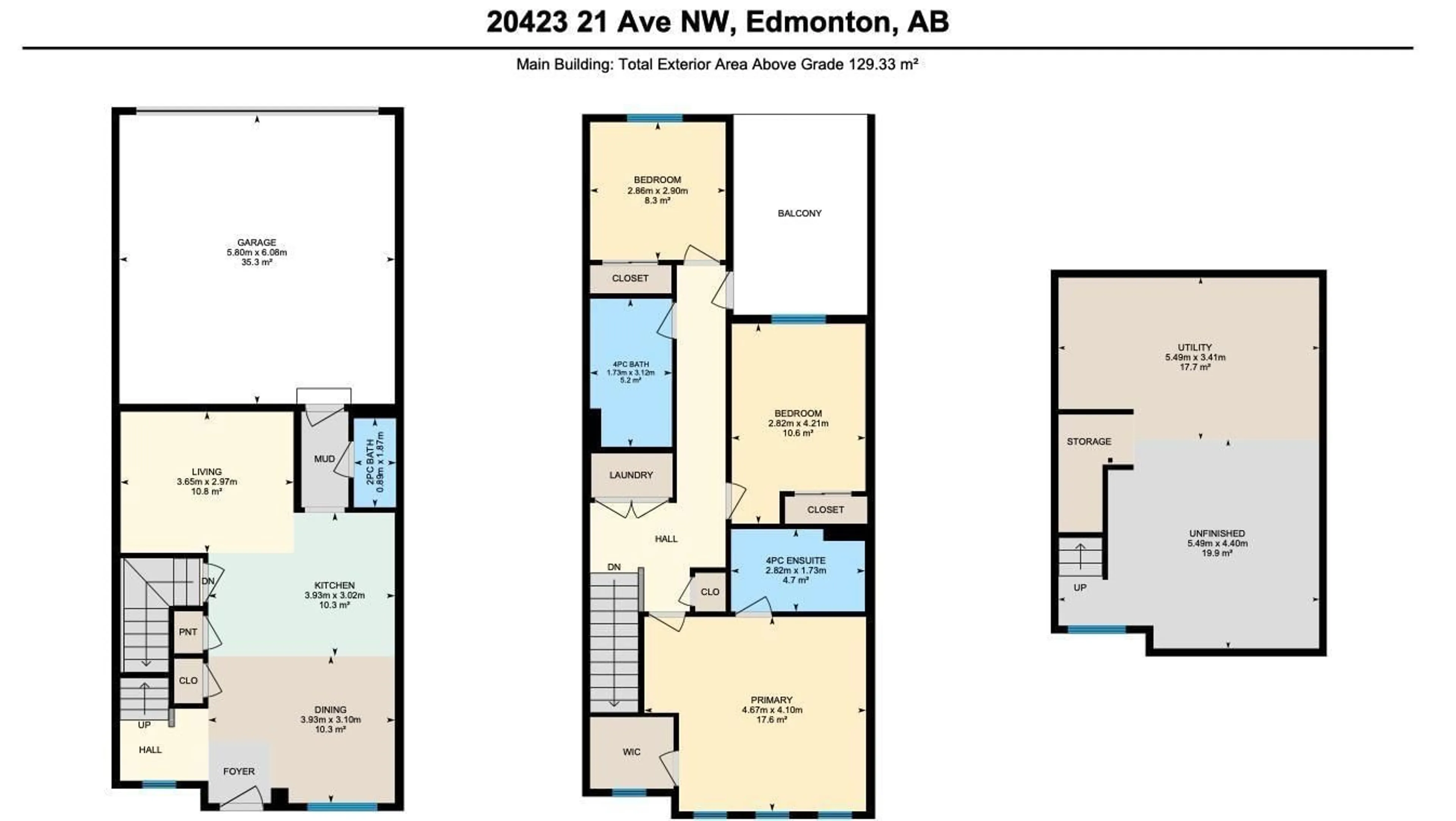 Floor plan for 20423 21 AV, Edmonton Alberta T6M1M8