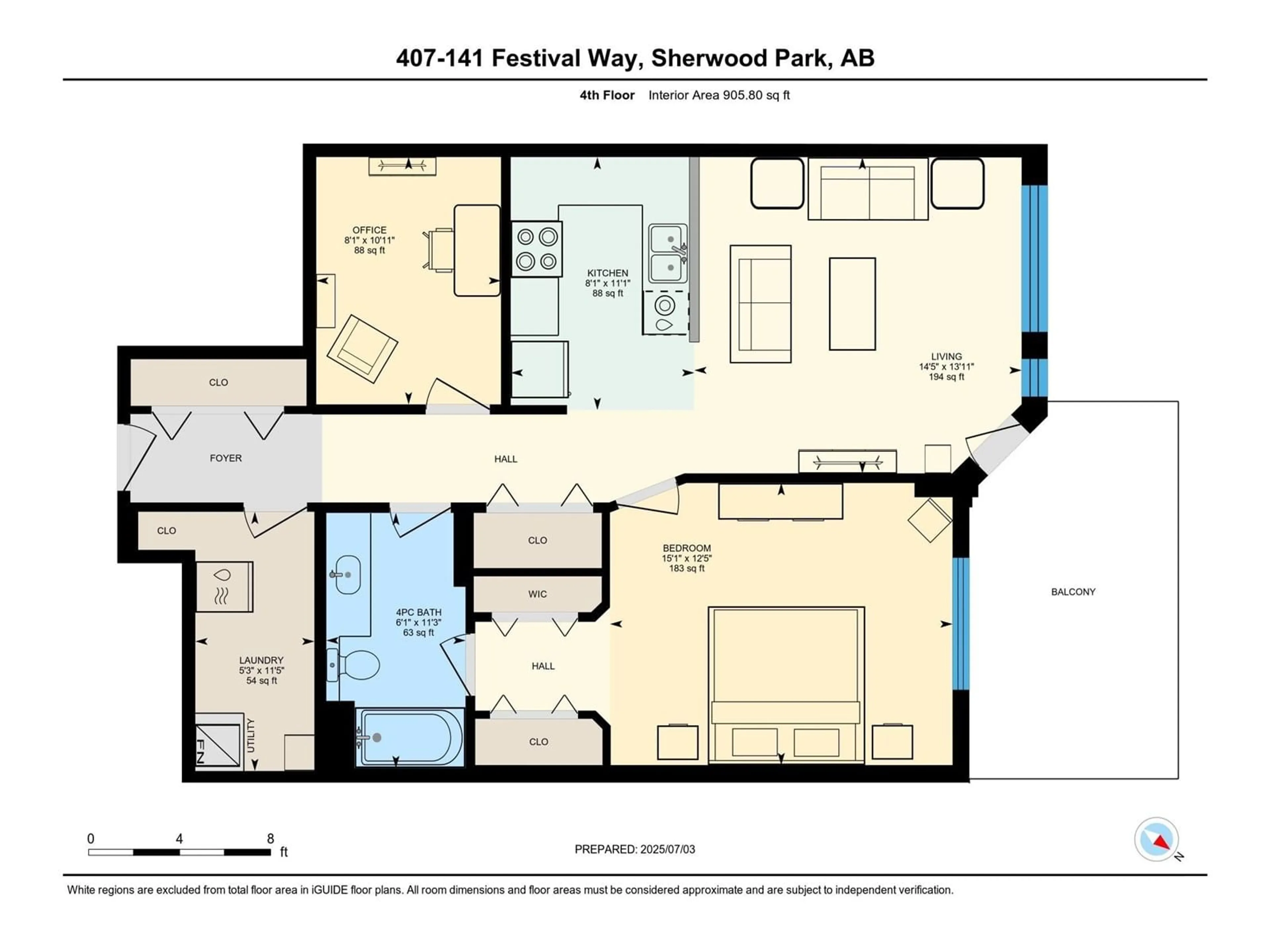 Floor plan for #407 - 141 FESTIVAL WY, Sherwood Park Alberta T8A3V8