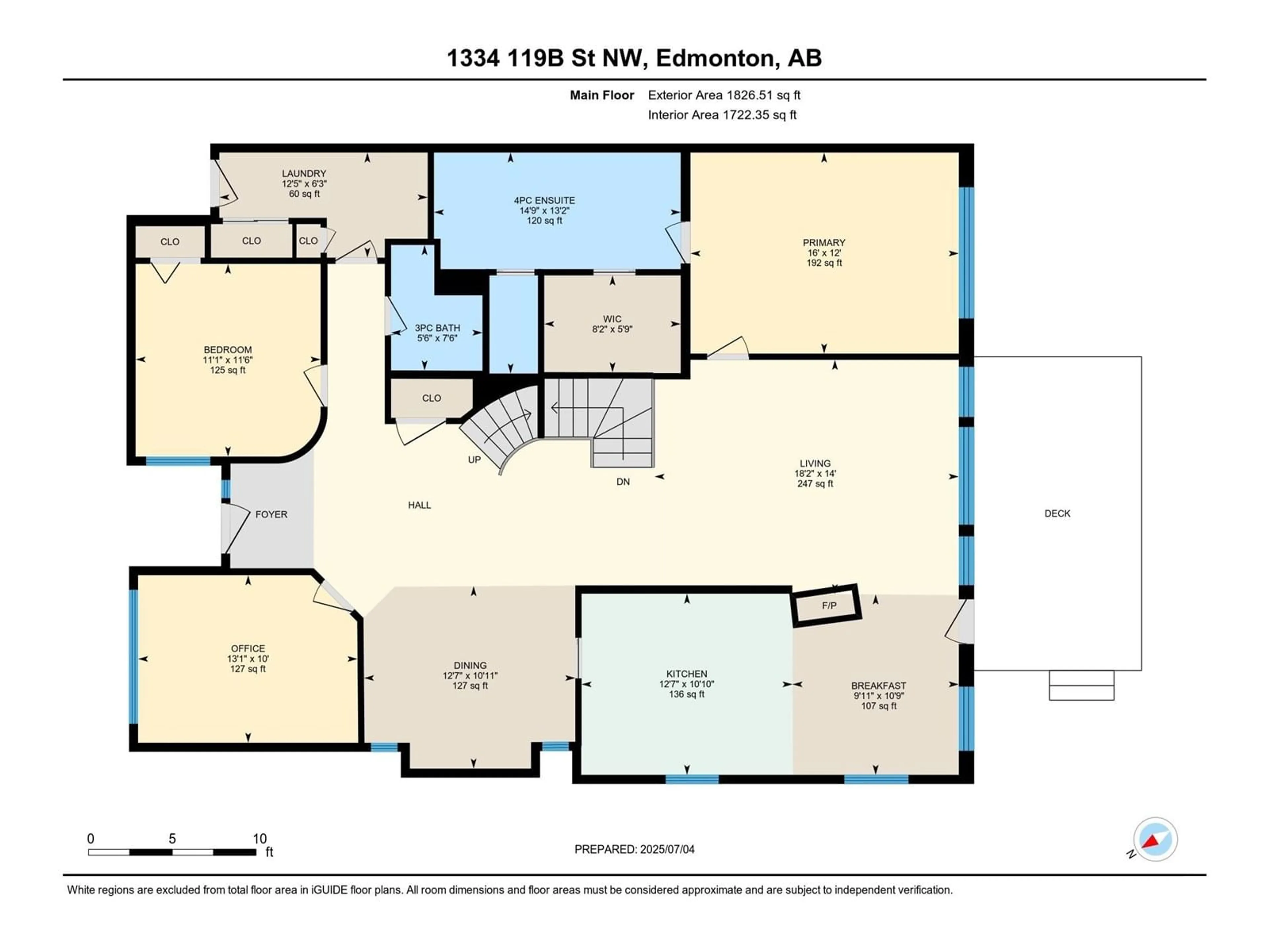 Floor plan for NW - 1334 119B ST, Edmonton Alberta T6J7H5