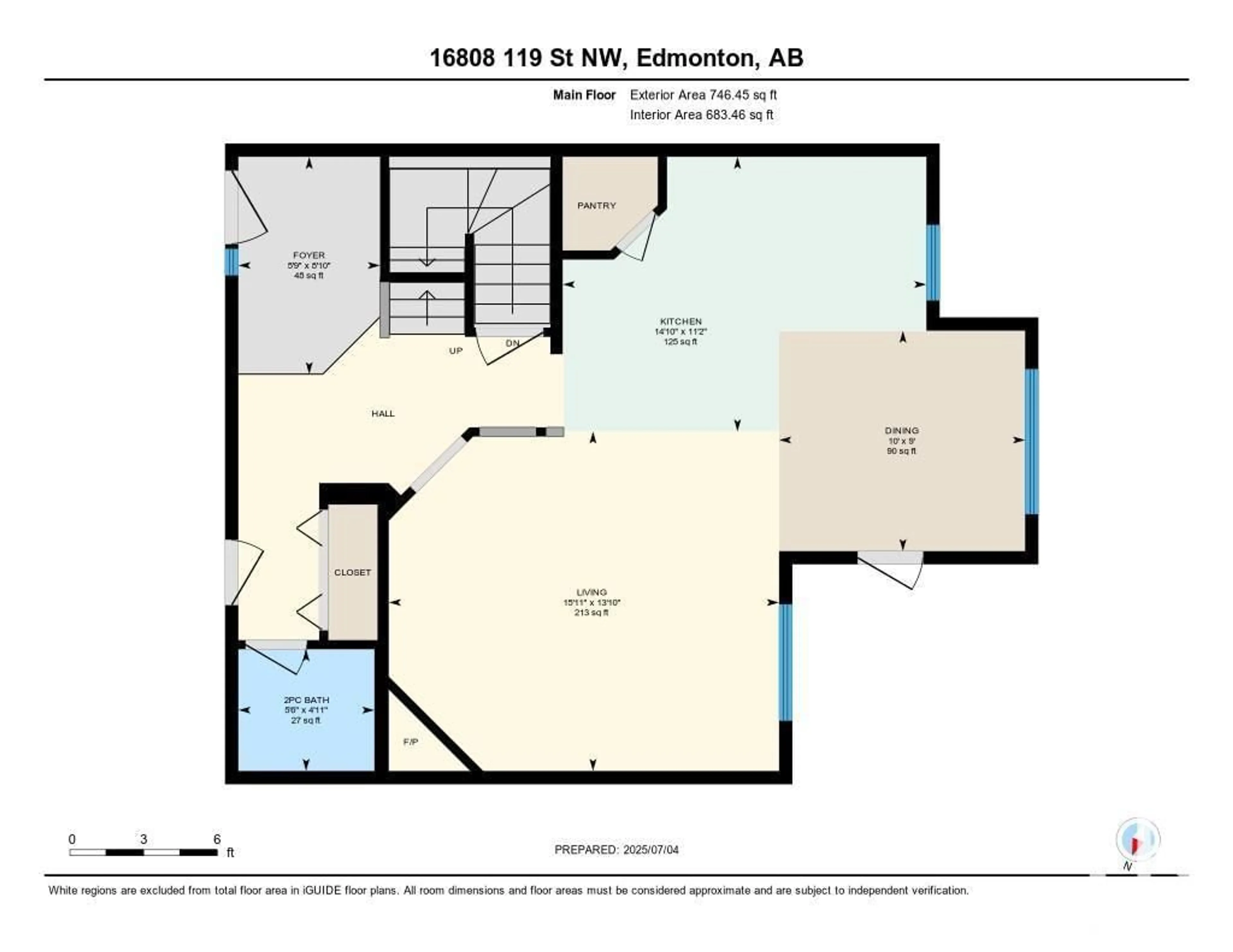 Floor plan for 16808 119 ST, Edmonton Alberta T5X6K4