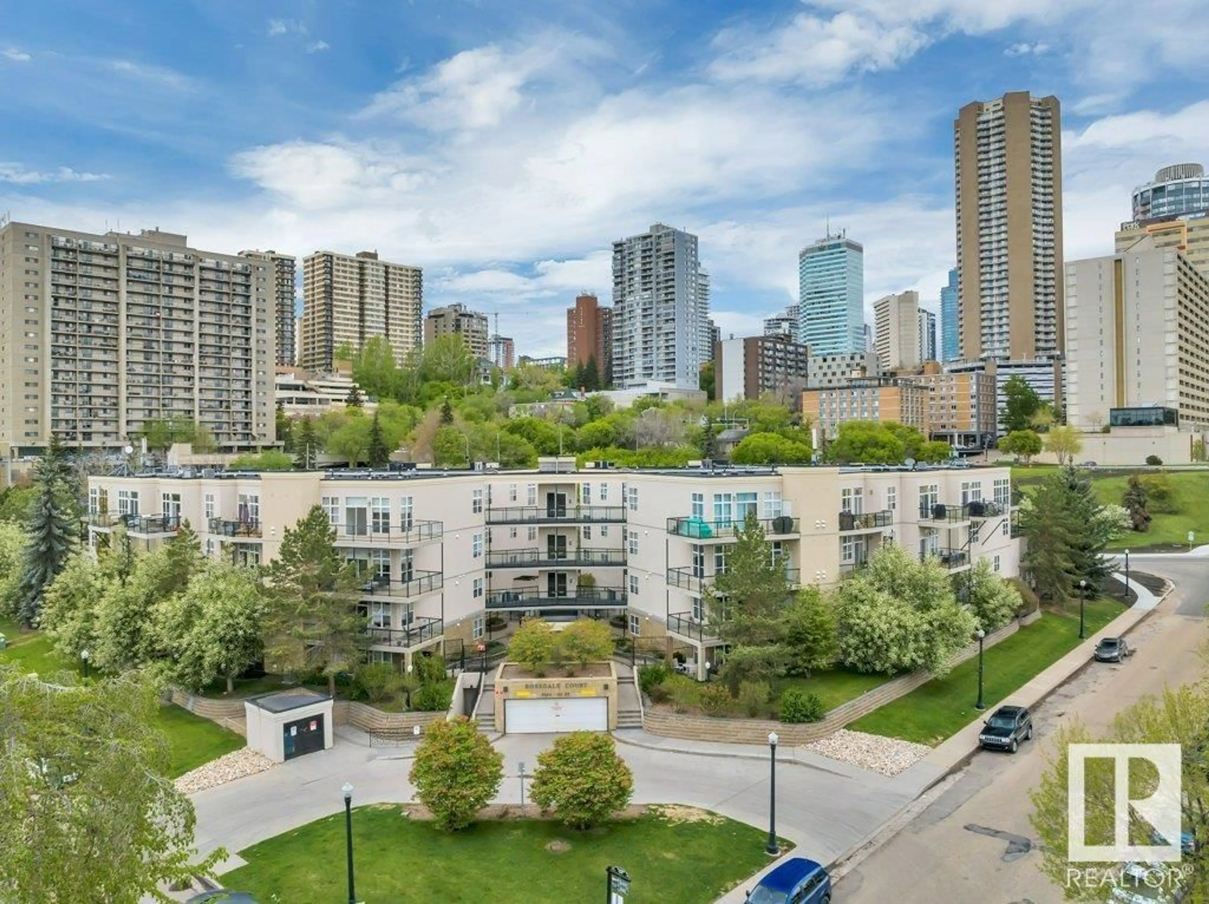 A pic from outside/outdoor area/front of a property/back of a property/a pic from drone, city buildings view from balcony for #403 - 9804 101 ST, Edmonton Alberta T5R2X3