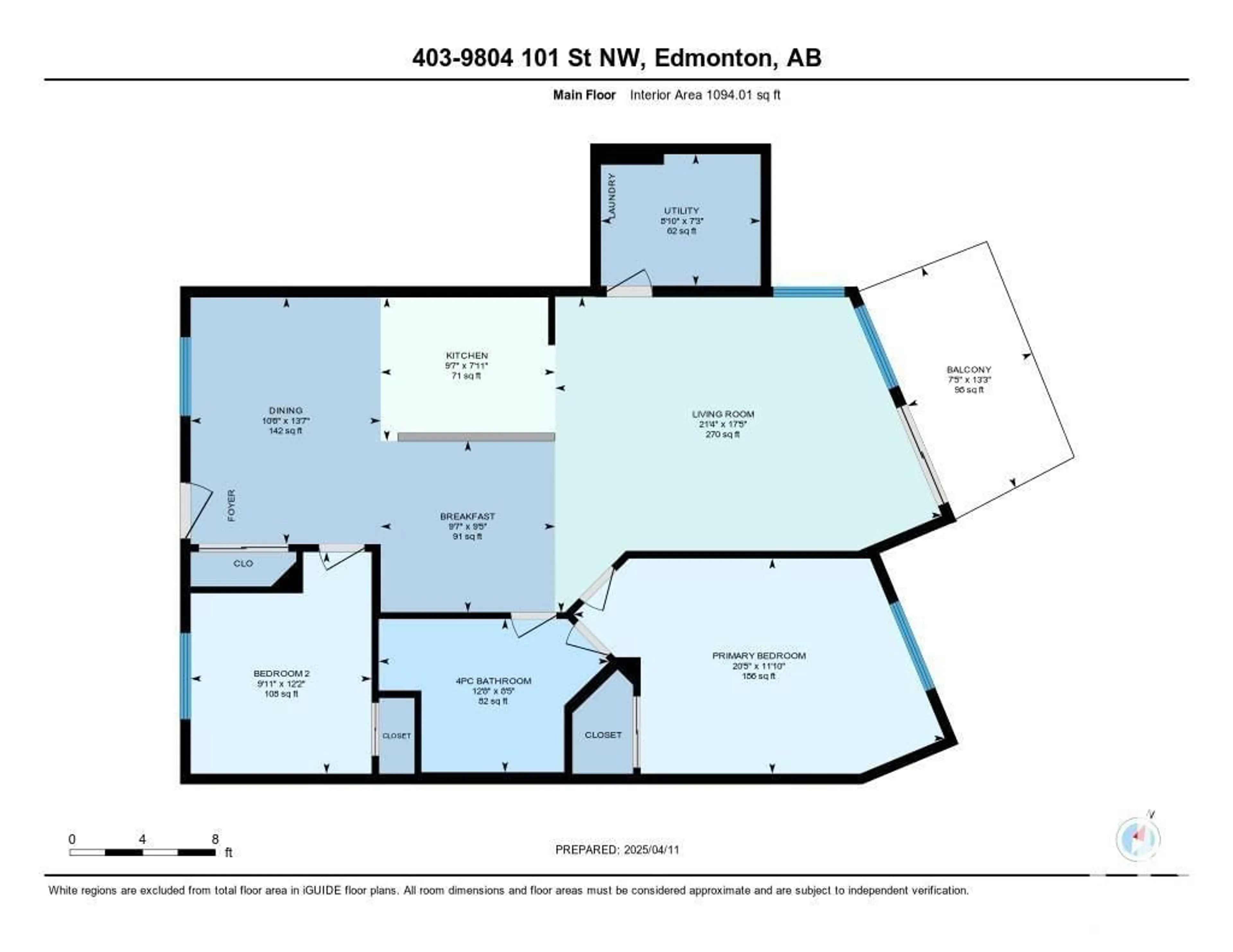 Floor plan for #403 - 9804 101 ST, Edmonton Alberta T5R2X3