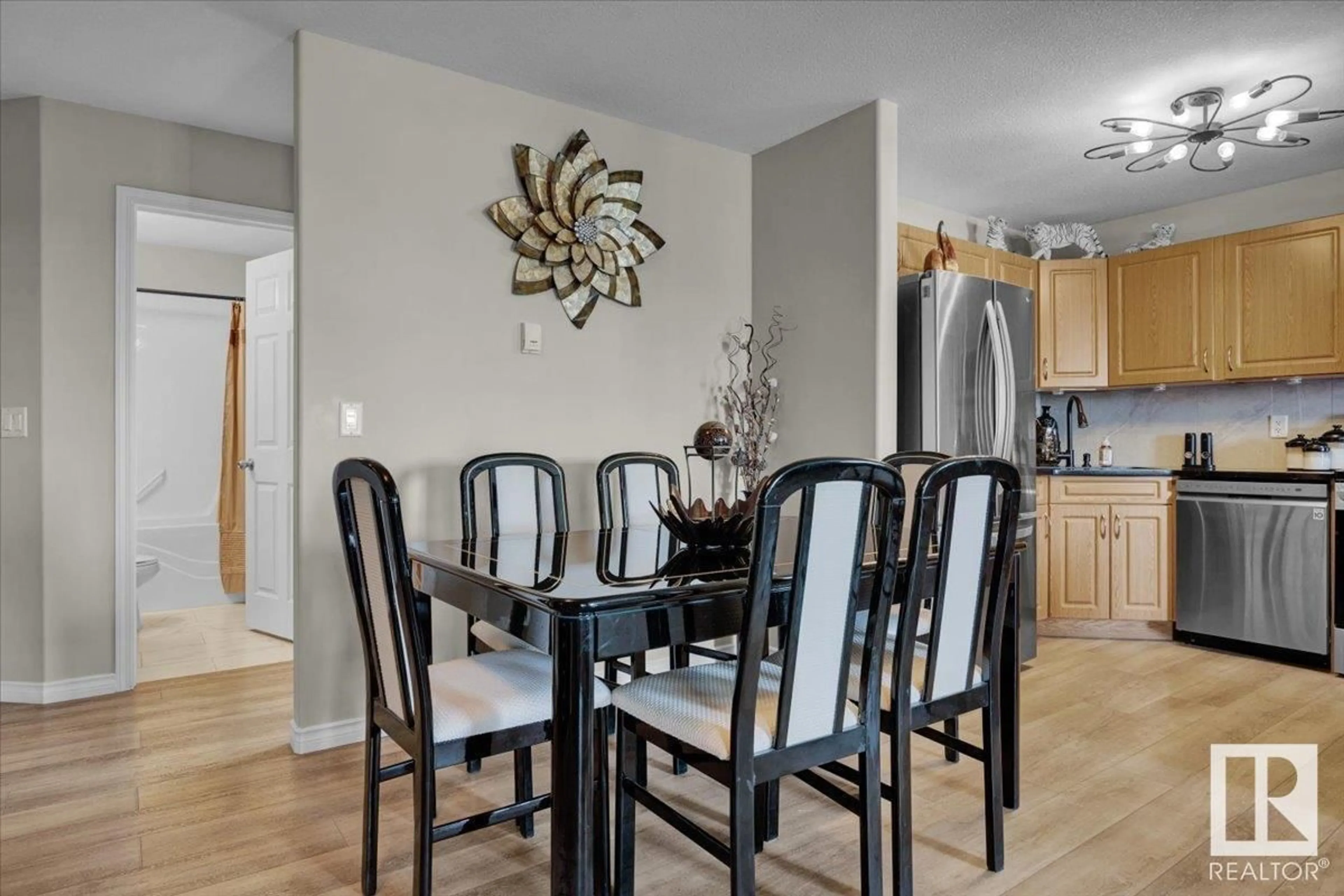 Dining room, wood/laminate floor for #504 - 9945 167 ST, Edmonton Alberta T5P0K5