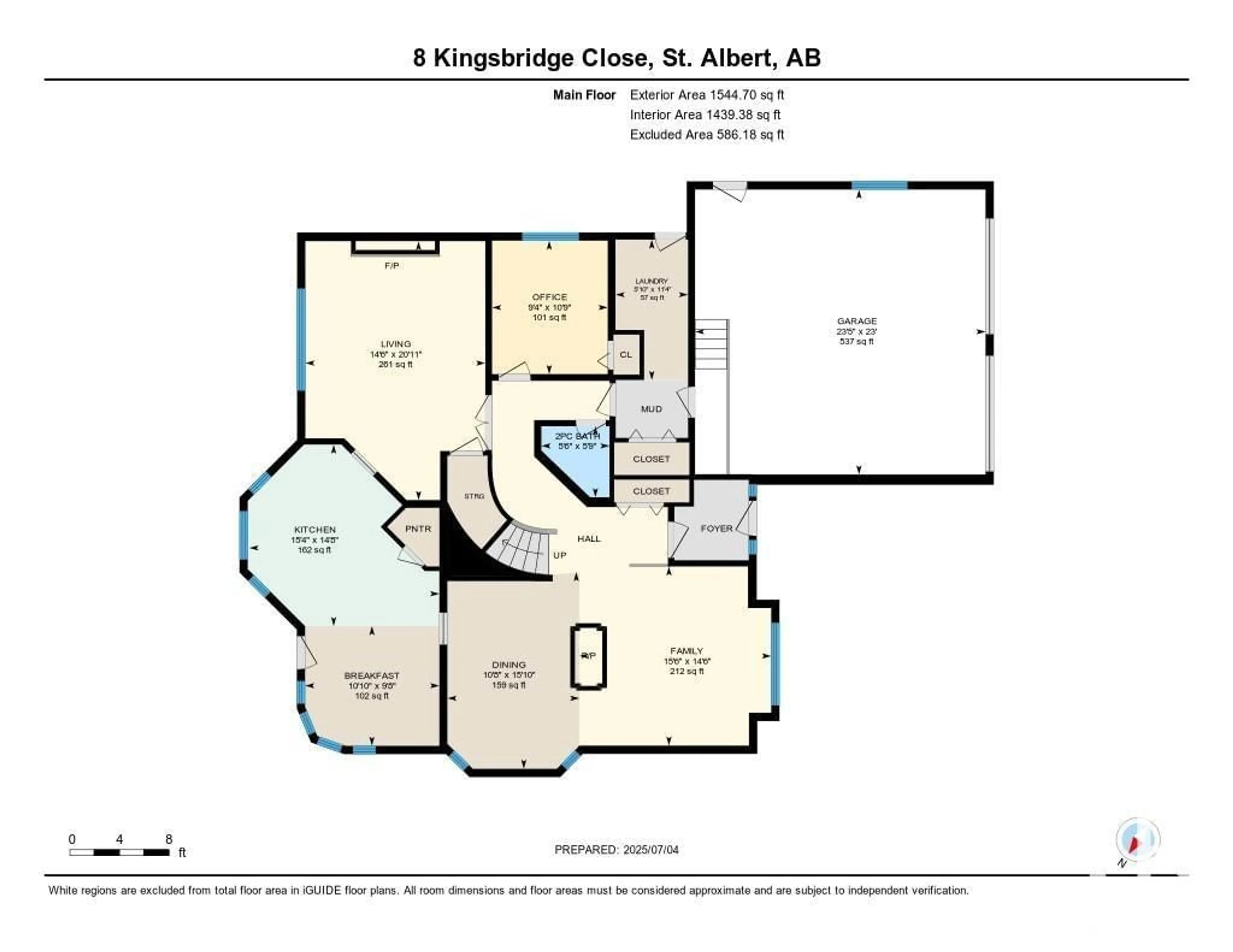 Floor plan for 8 KINGSBRIDGE CL, St. Albert Alberta T8N5W7