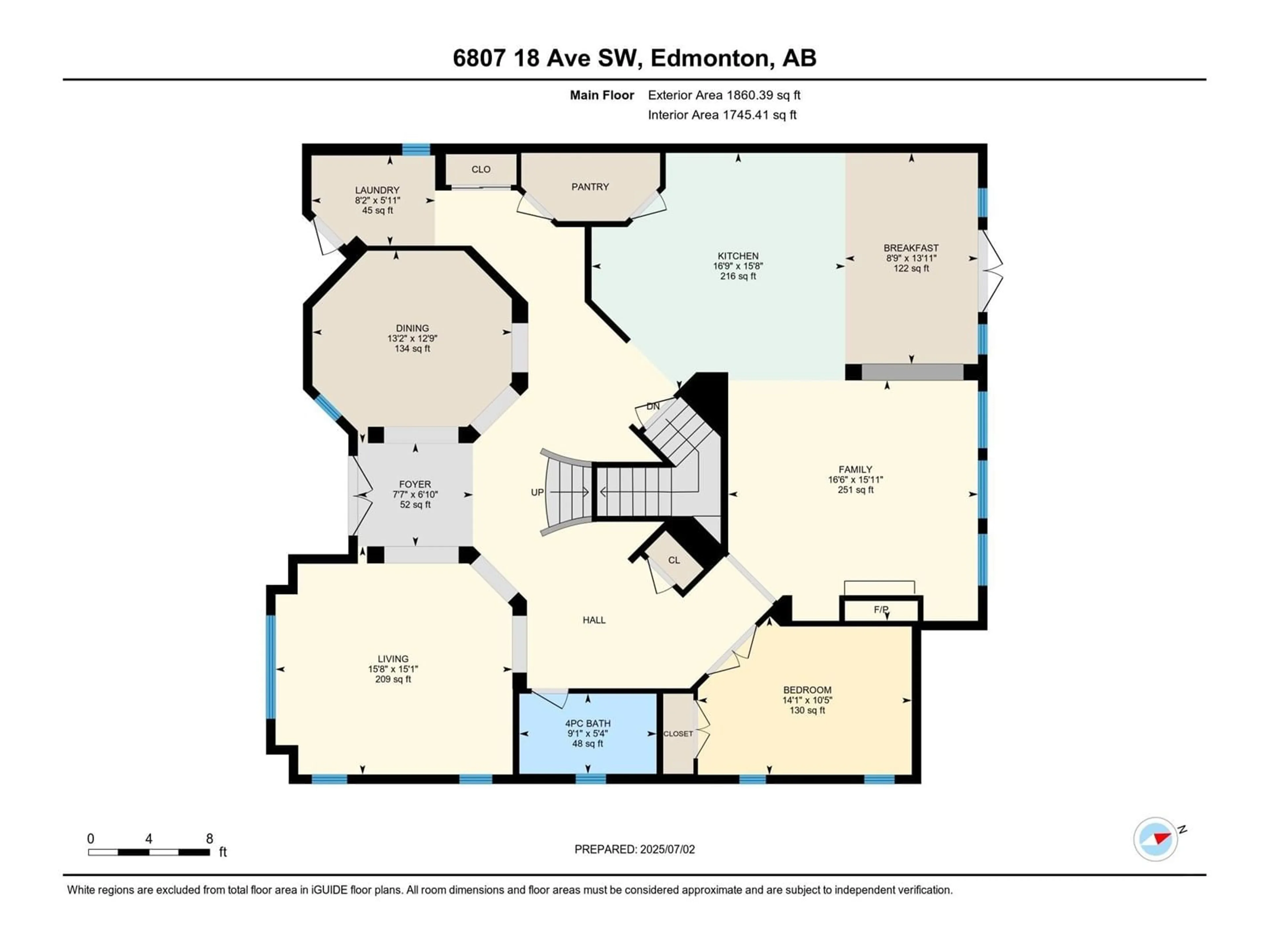Floor plan for SW - 6807 18 AV, Edmonton Alberta T6L5K3