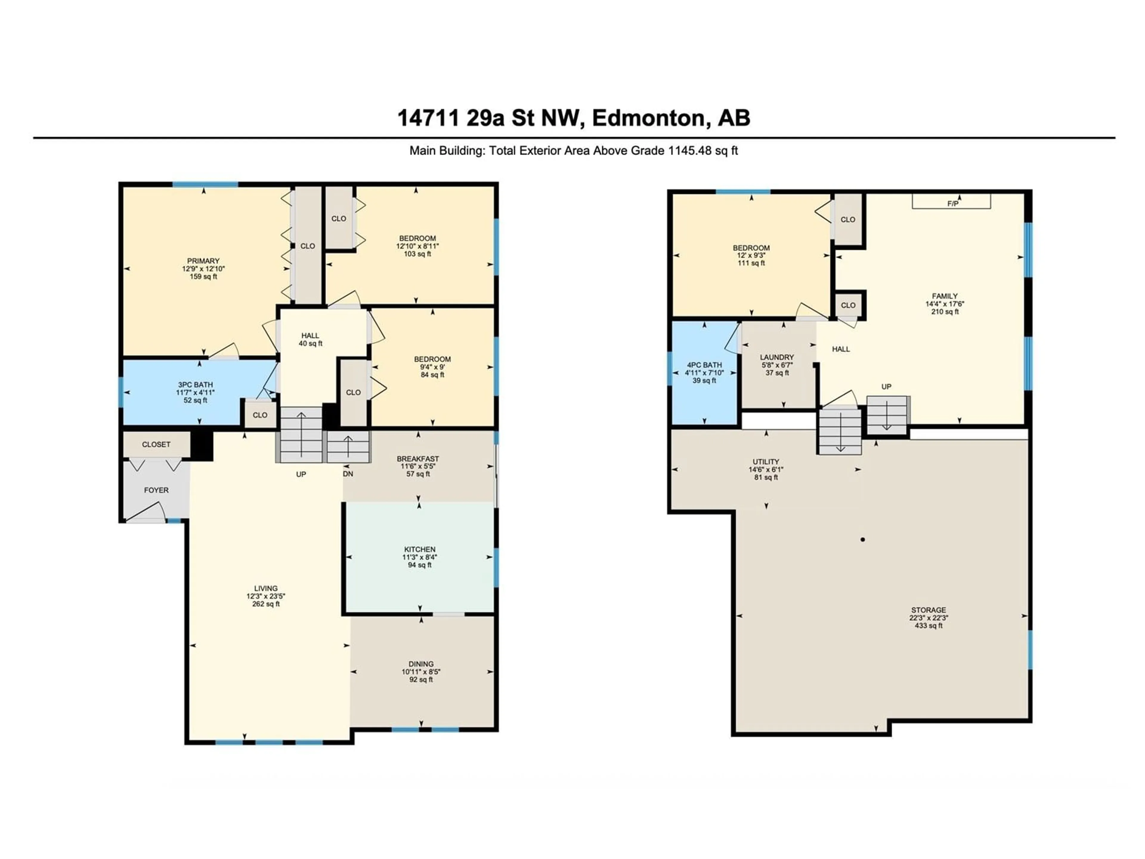 Floor plan for 14711 29A ST, Edmonton Alberta T5Y2E4