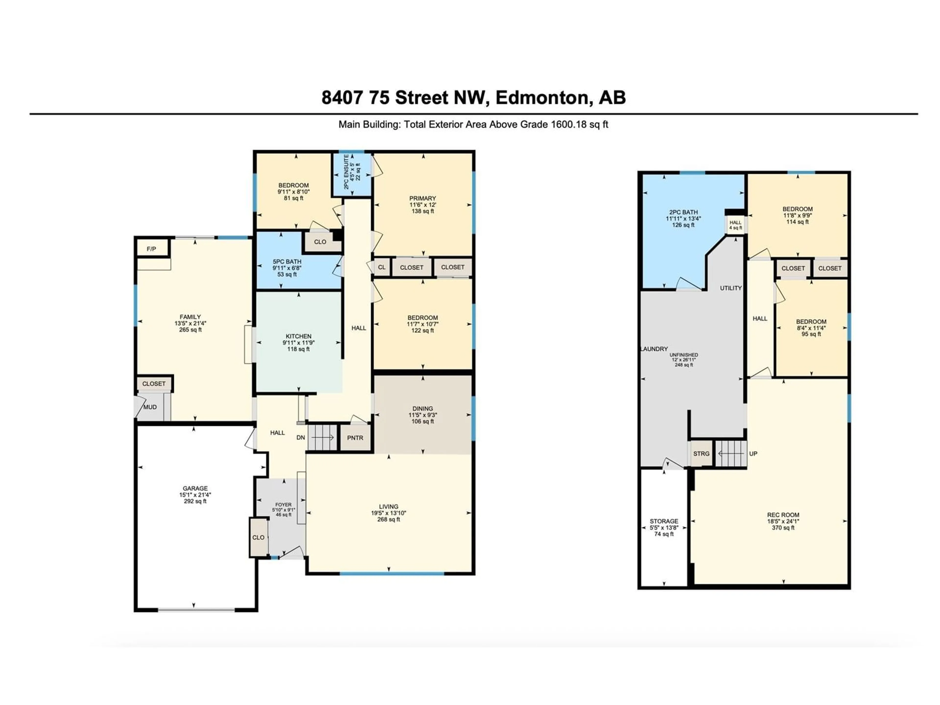 Floor plan for 8407 75 ST, Edmonton Alberta T6C2H1