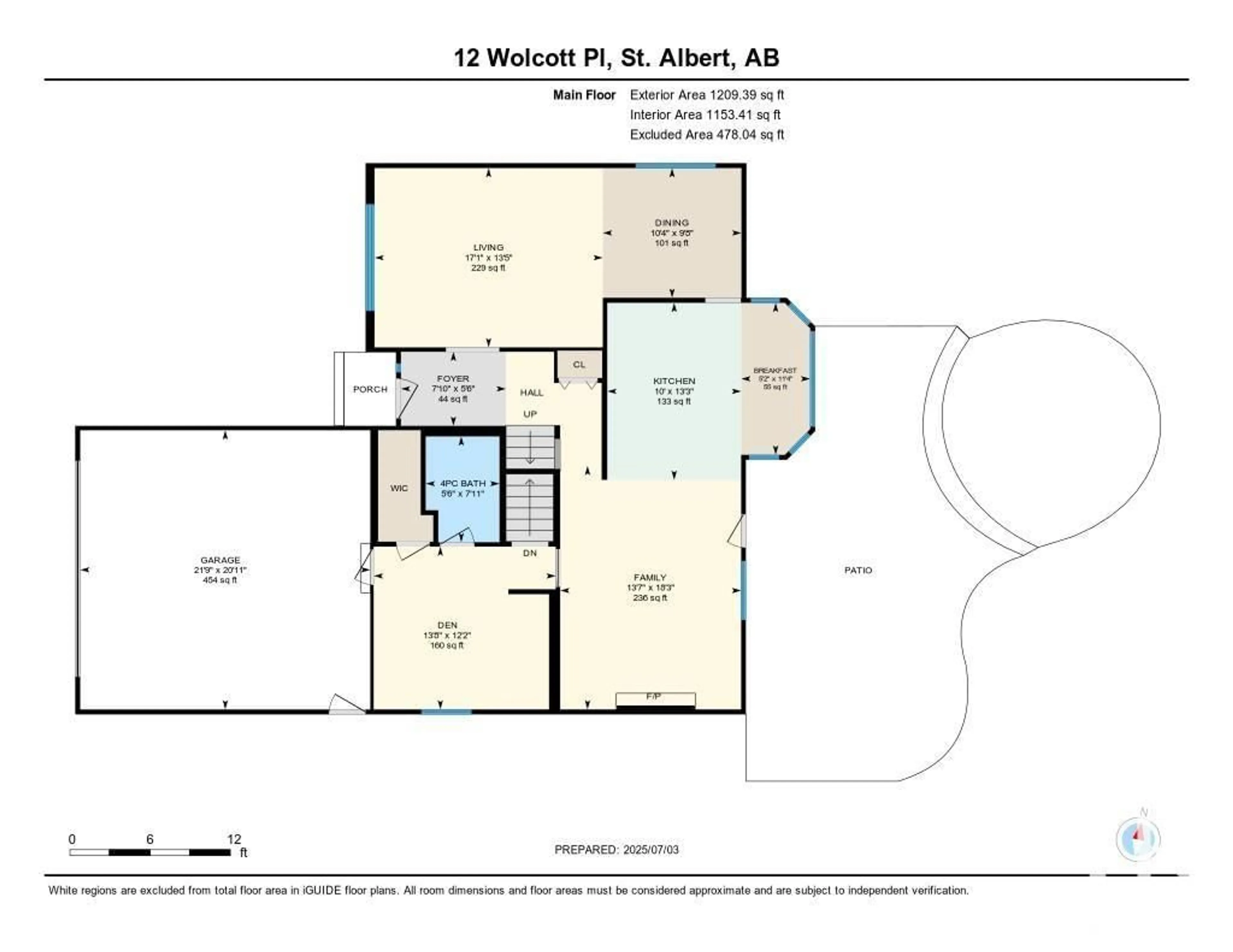 Floor plan for 12 WOLCOTT PL, St. Albert Alberta T8N3P2