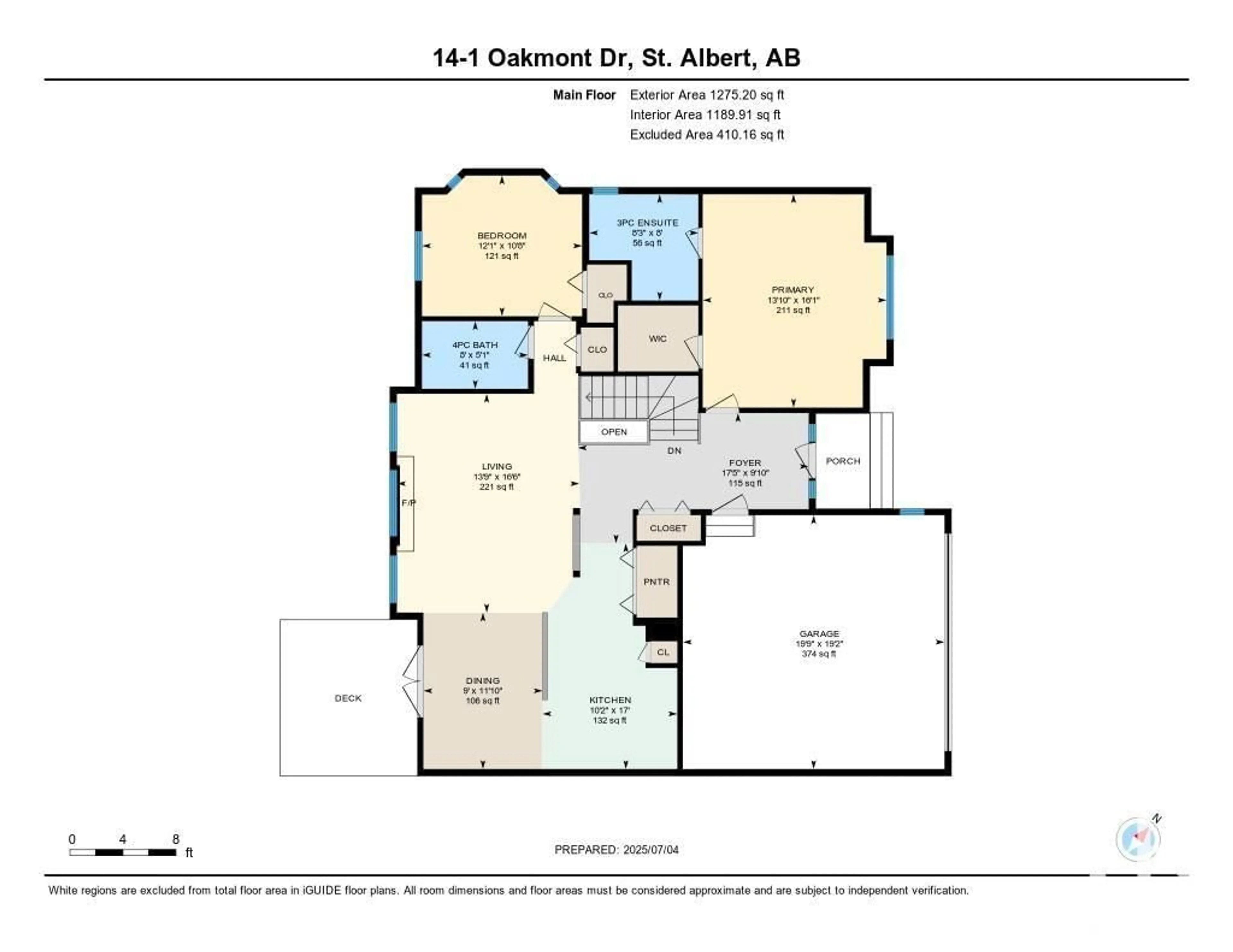 Floor plan for 1 - 14 OAKMONT DR, St. Albert Alberta T8N6L6