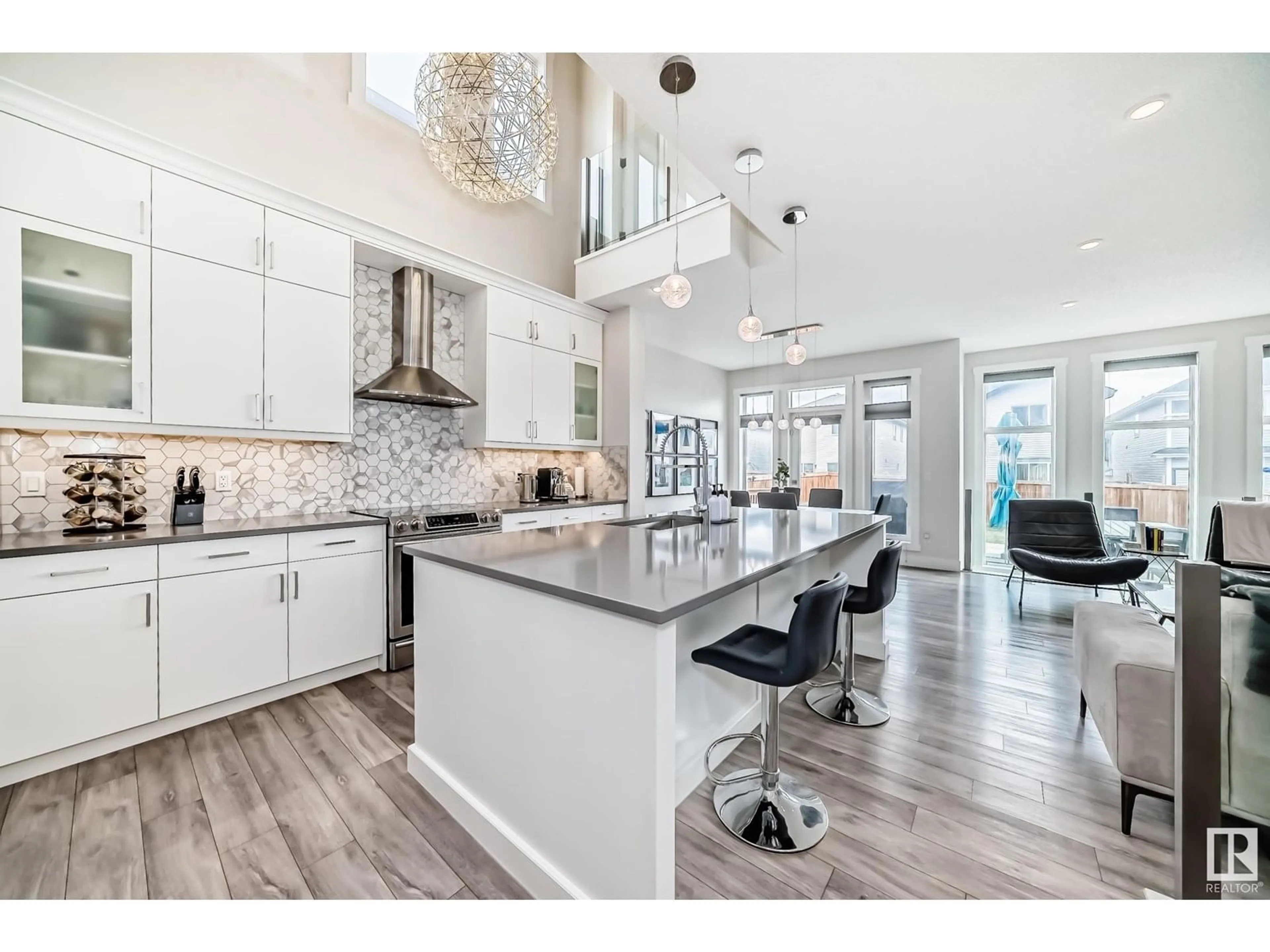 Open concept kitchen, ceramic/tile floor for 5705 ALLBRIGHT CO, Edmonton Alberta T6W3T9
